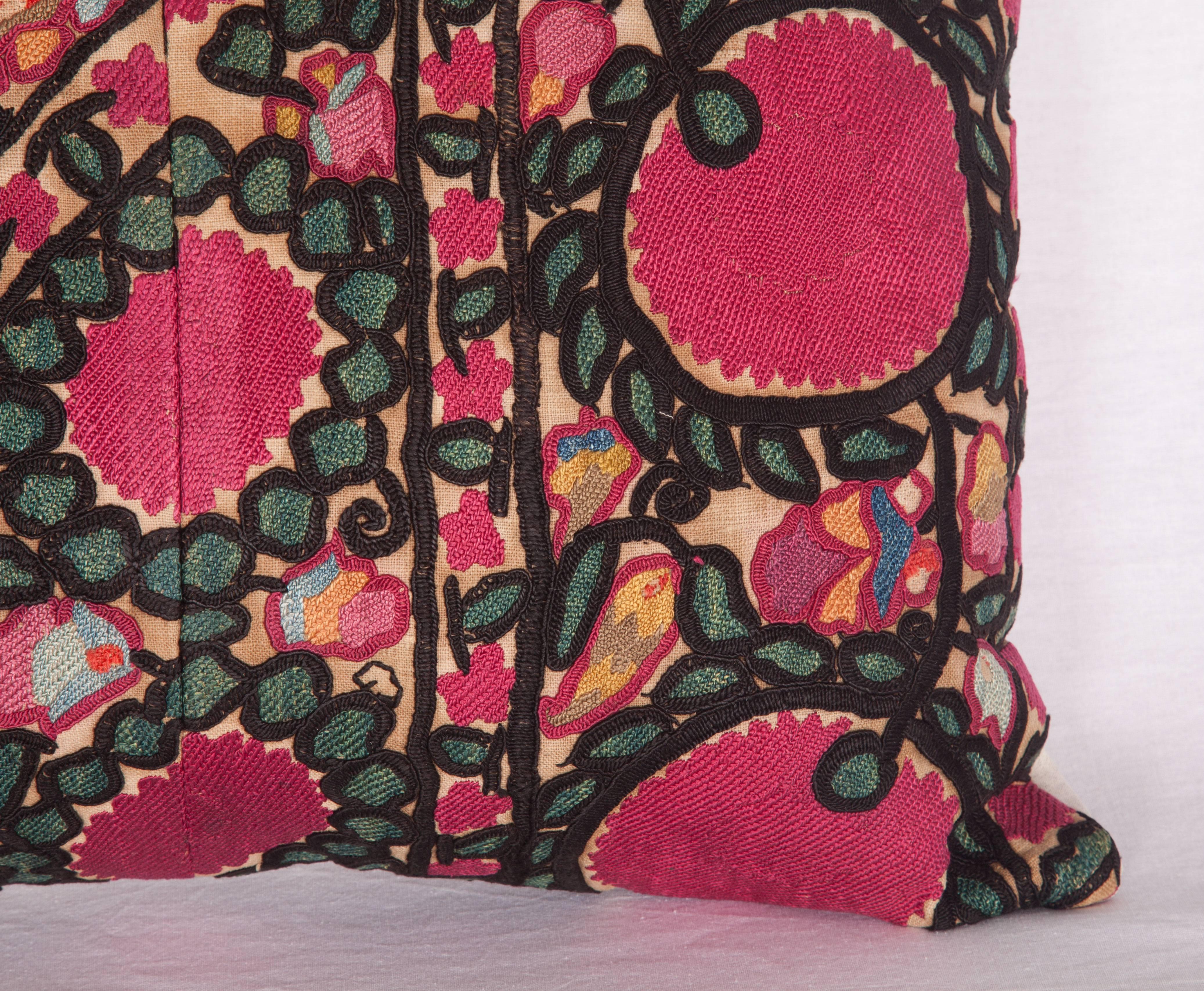 Suzani Pillow Case Fashioned Out of a 19th Century Tashkent Suzani Fragment 1