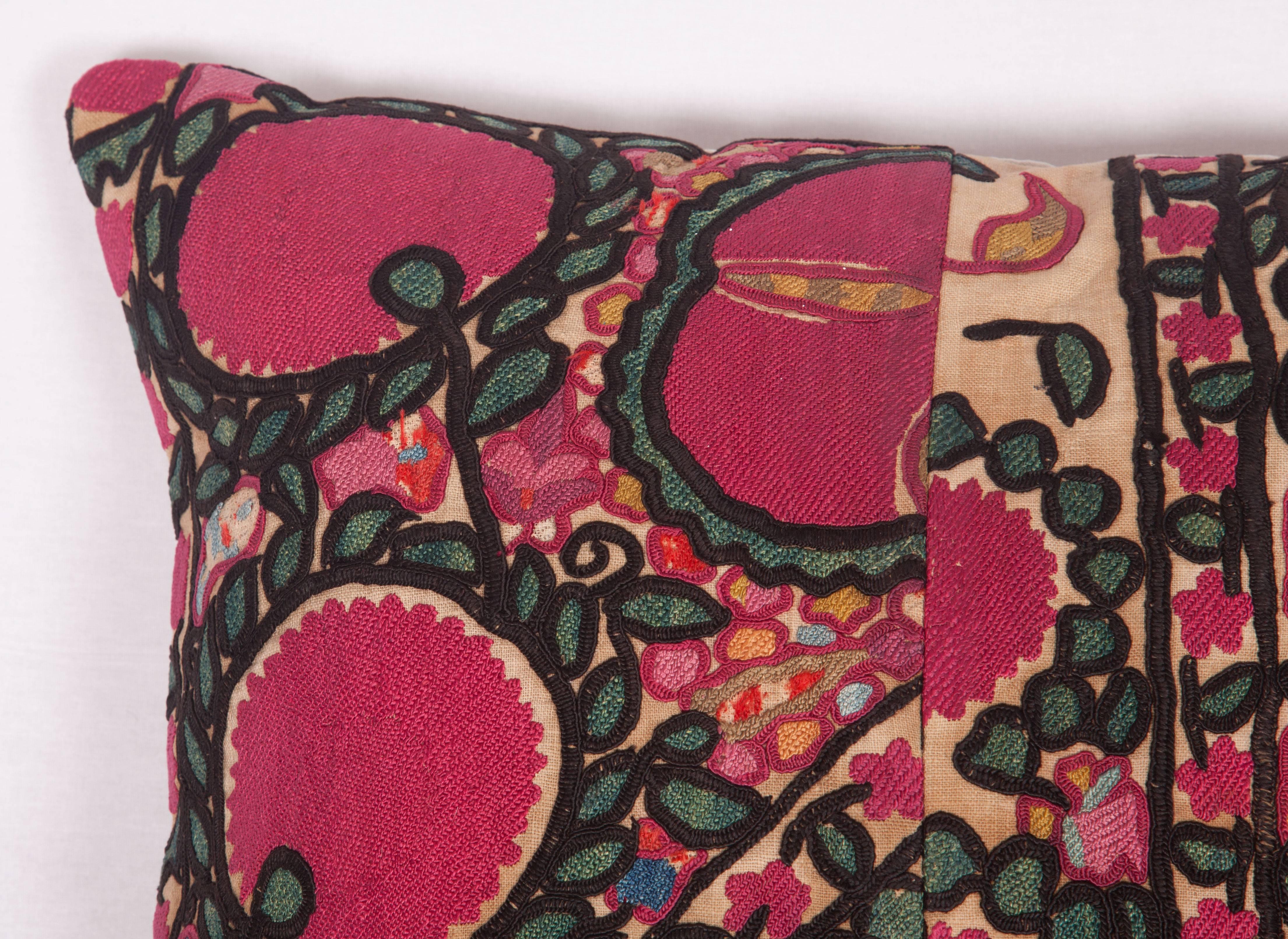 Suzani Pillow Case Fashioned Out of a 19th Century Tashkent Suzani Fragment 2