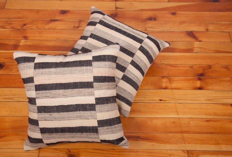 Pillow Cases Made Out of an Anatolian Turkish Mid20th Century Kilim