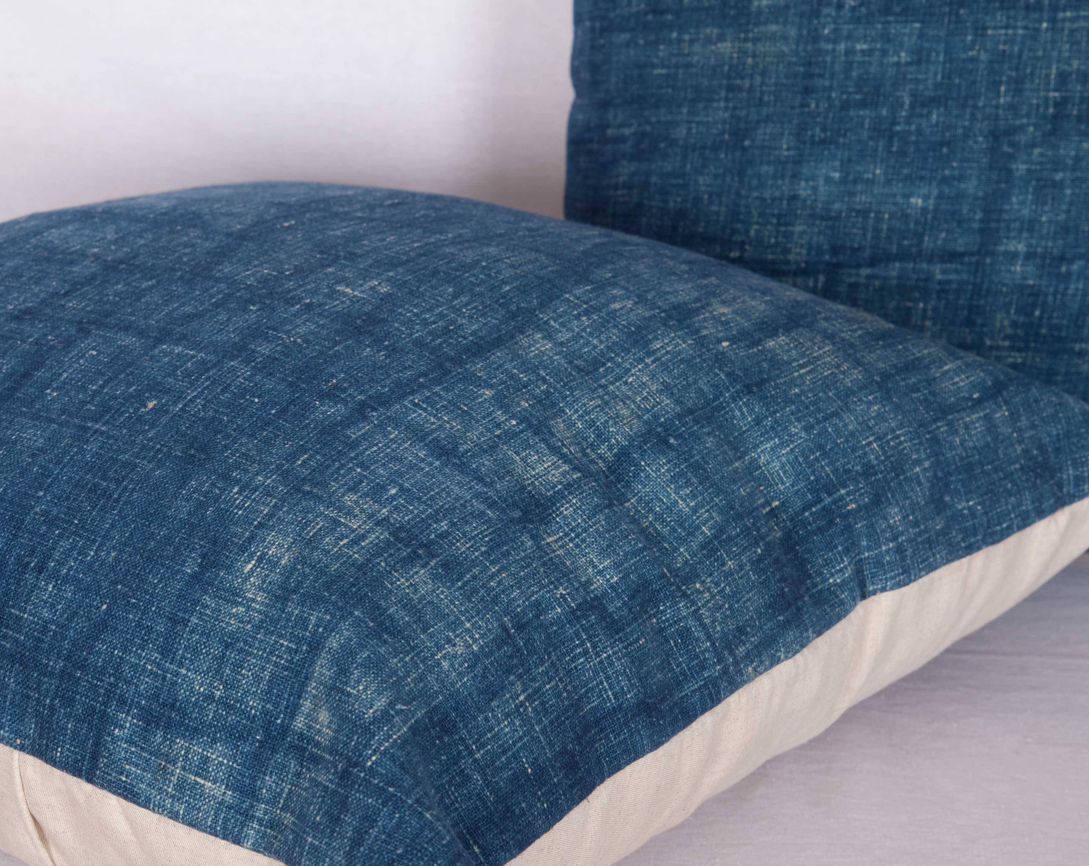Hand-Woven Pillow Cases Made Out of a Century Old Mazandaran Indigo Blanket Top