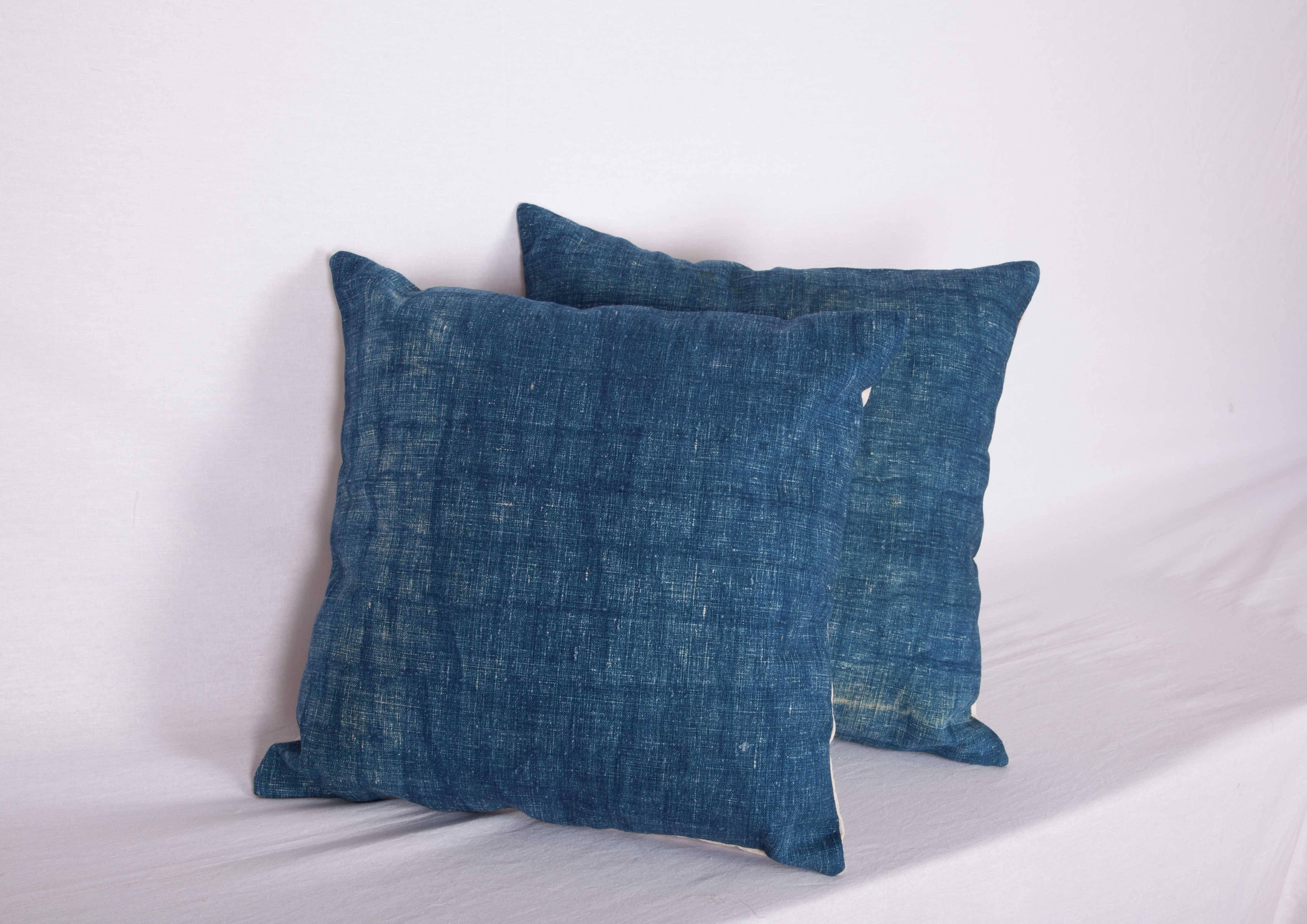 20th Century Pillow Cases Made Out of a Century Old Mazandaran Indigo Blanket Top
