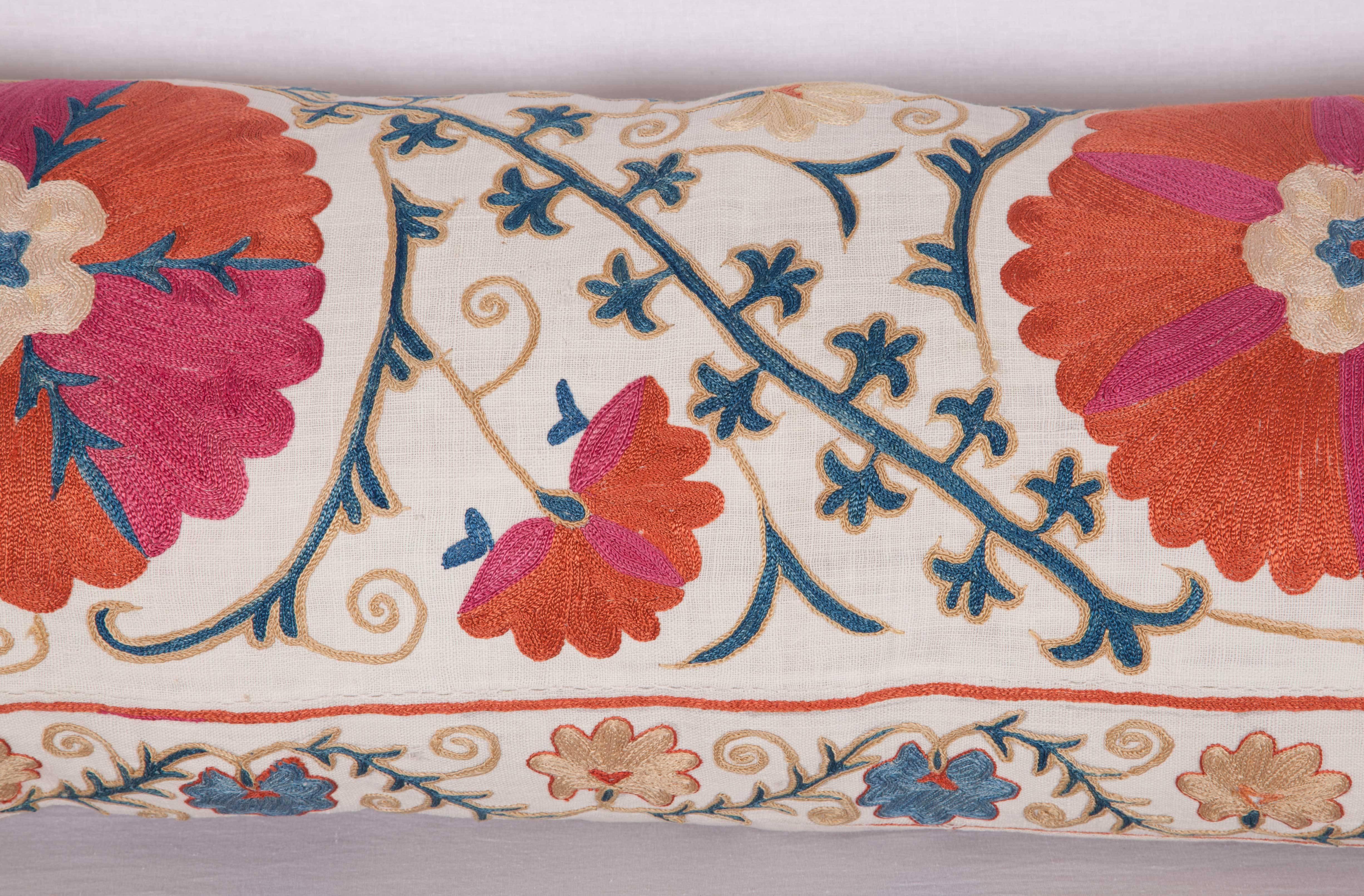 Embroidered Antique Pillow Made Out of a 19th Century Uzbek Bukhara Suzani