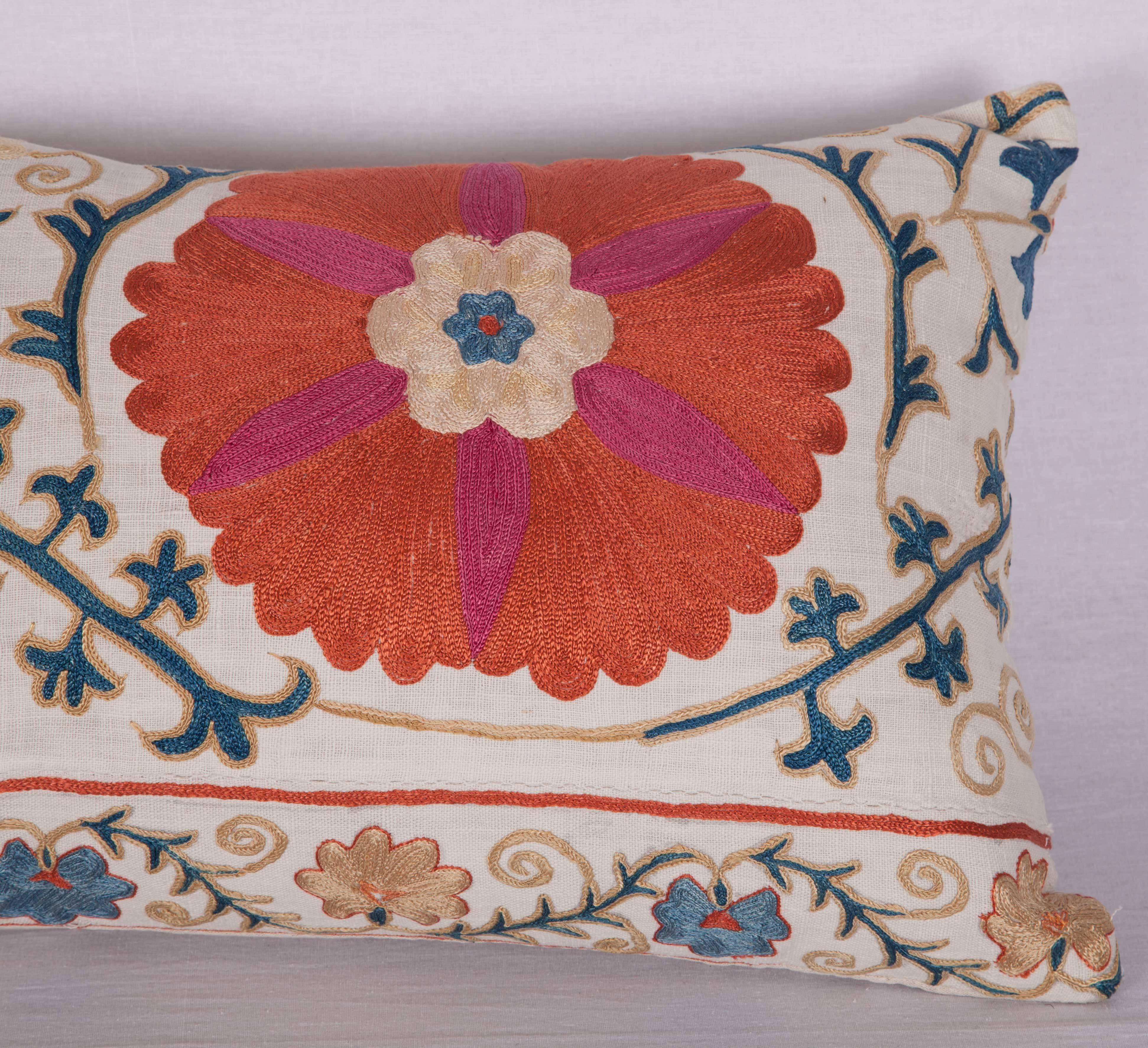 Antique Pillow Made Out of a 19th Century Uzbek Bukhara Suzani In Good Condition In Istanbul, TR