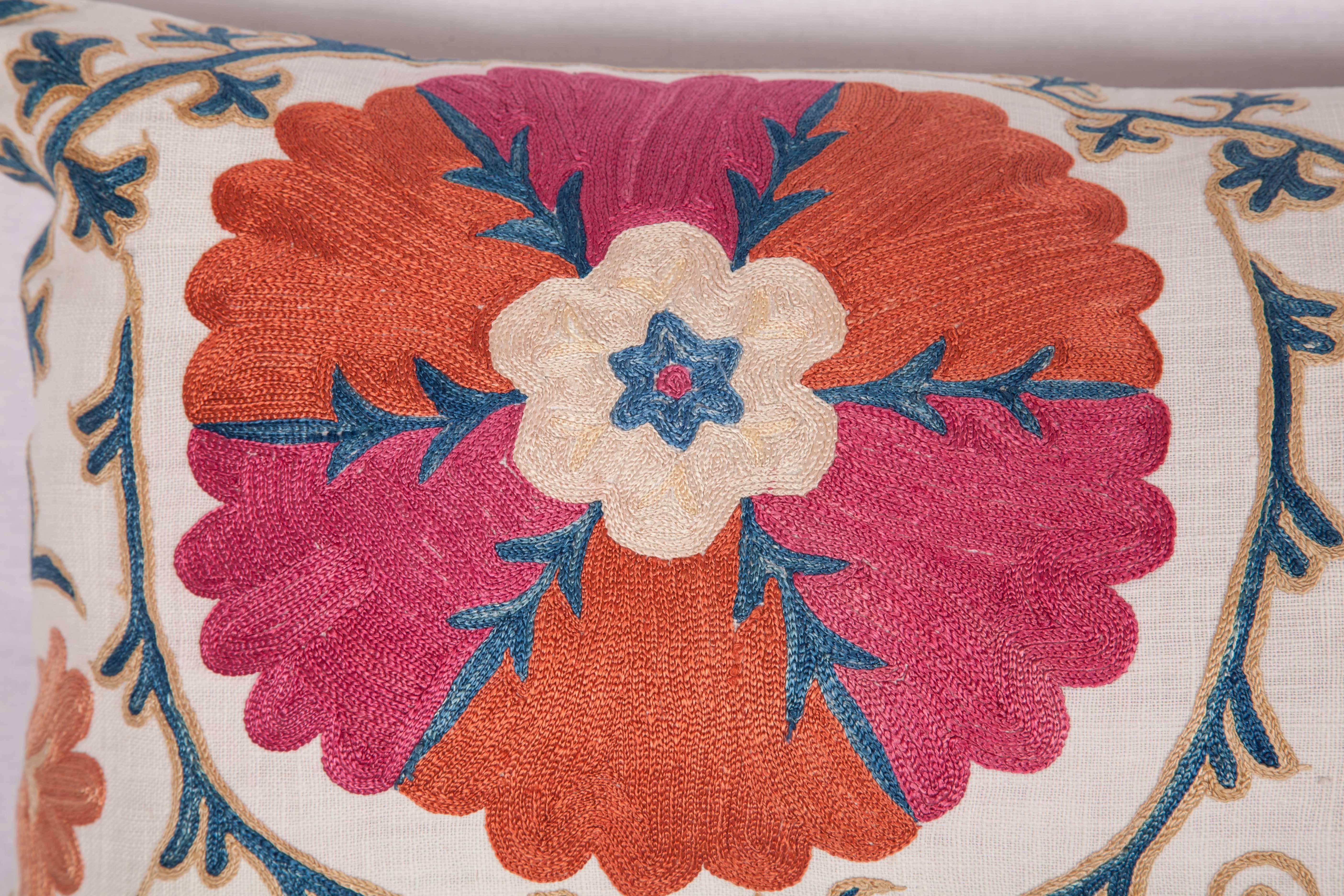 Linen Antique Pillow Made Out of a 19th Century Uzbek Bukhara Suzani