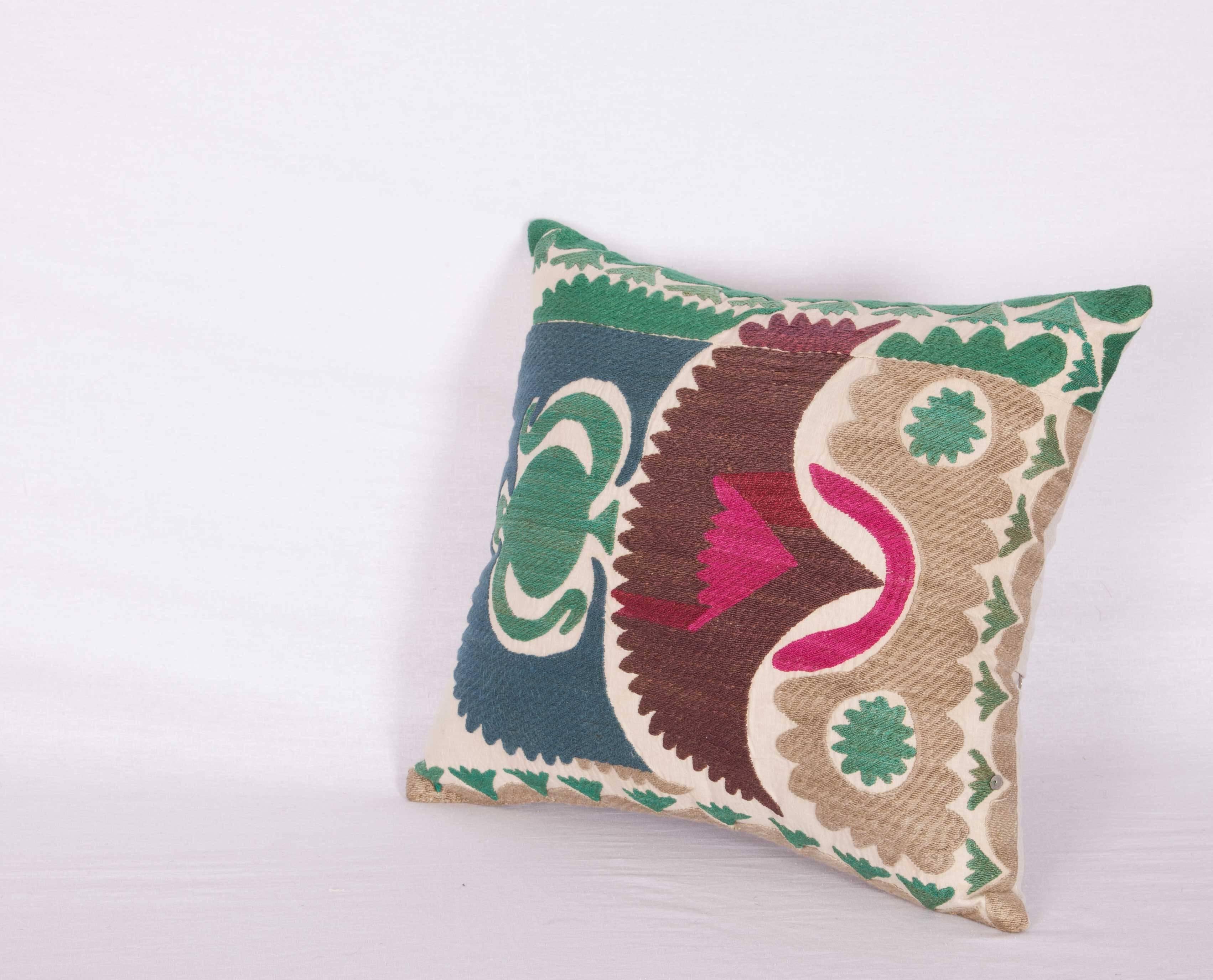 Pillow Case Made Out of a Vintage Uzbek Samarkand Suzani In Good Condition In Istanbul, TR