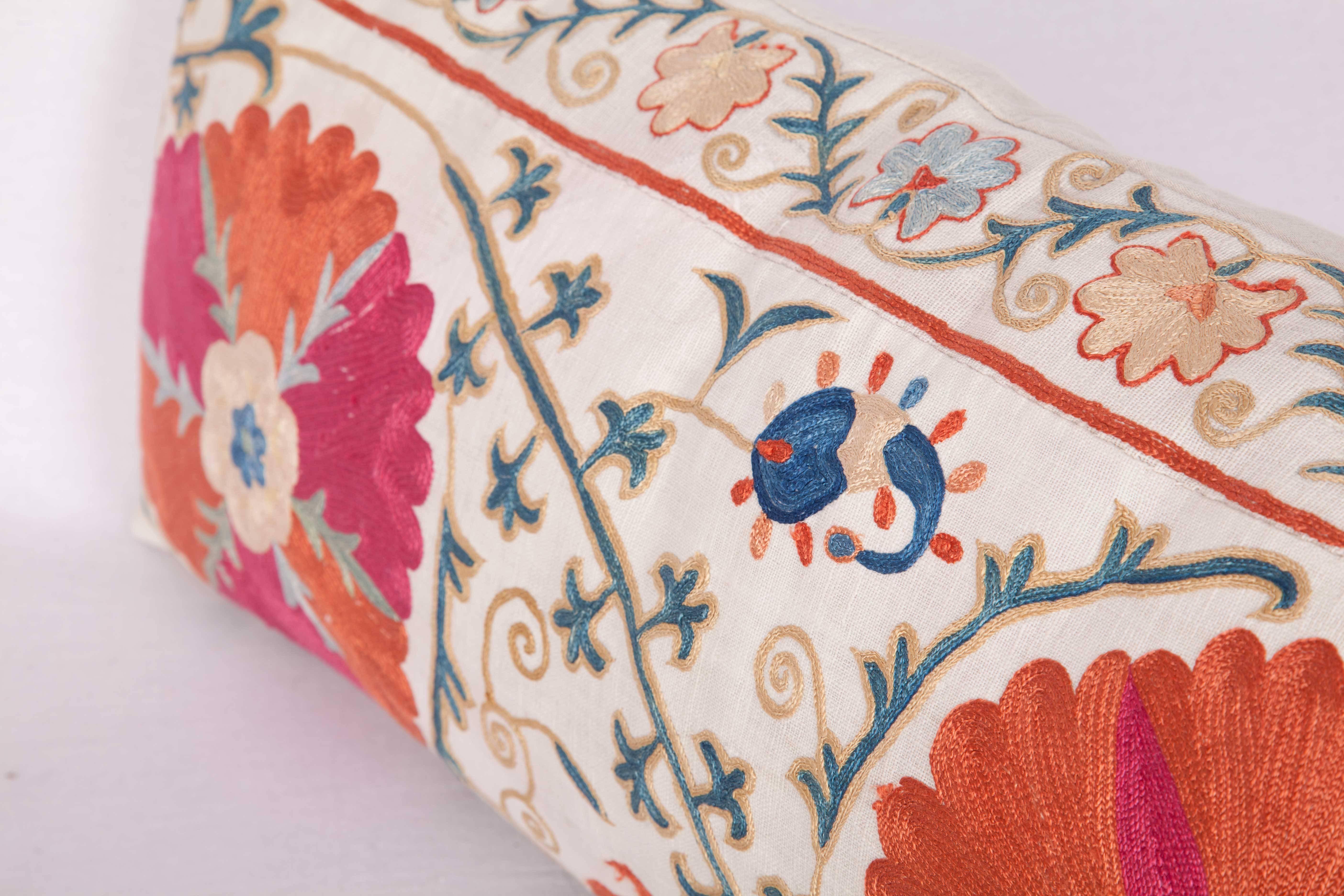 Cotton Antique Pillow Made Out of a 19th Century Uzbek Bukhara Suzani