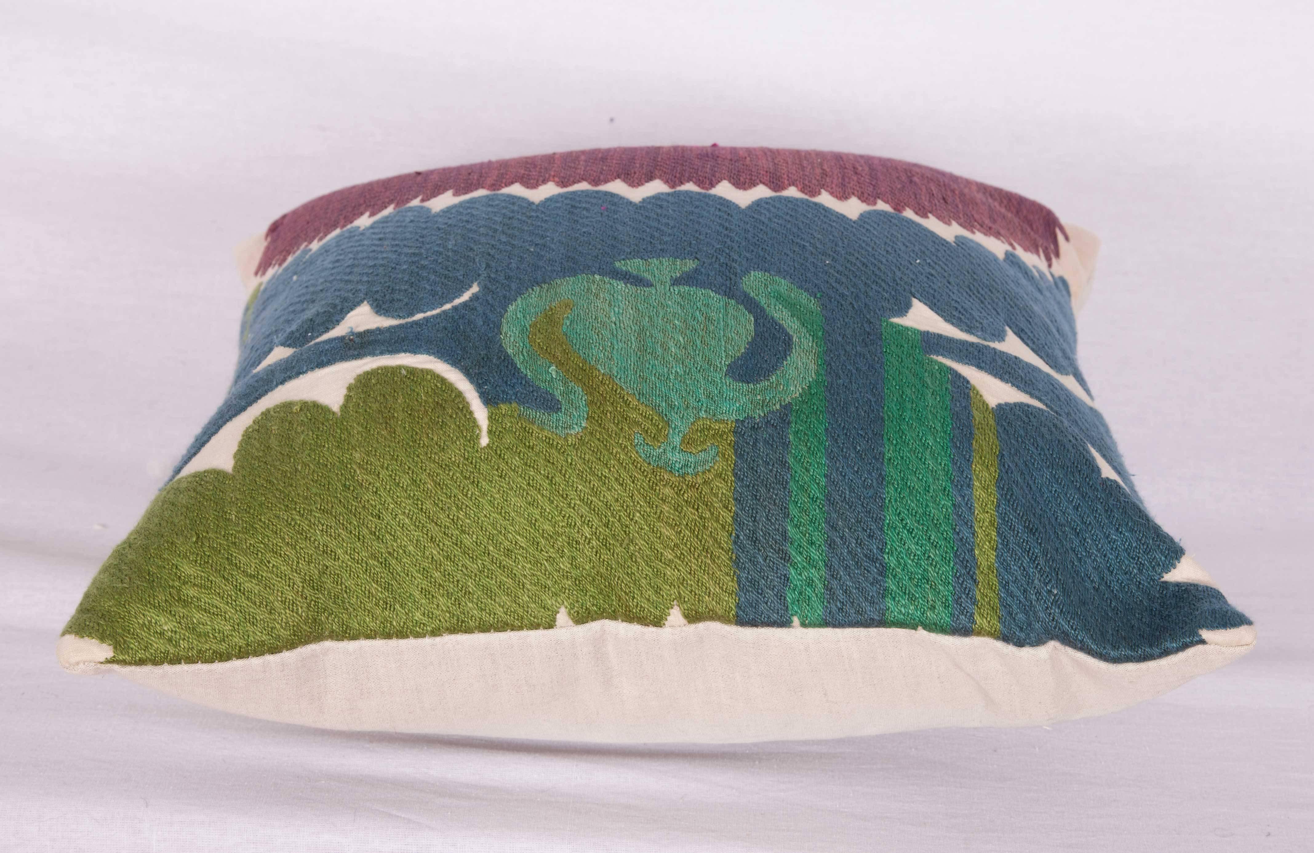 20th Century Pillow Case Made Out of a Vintage Uzbek Samarkand Suzani