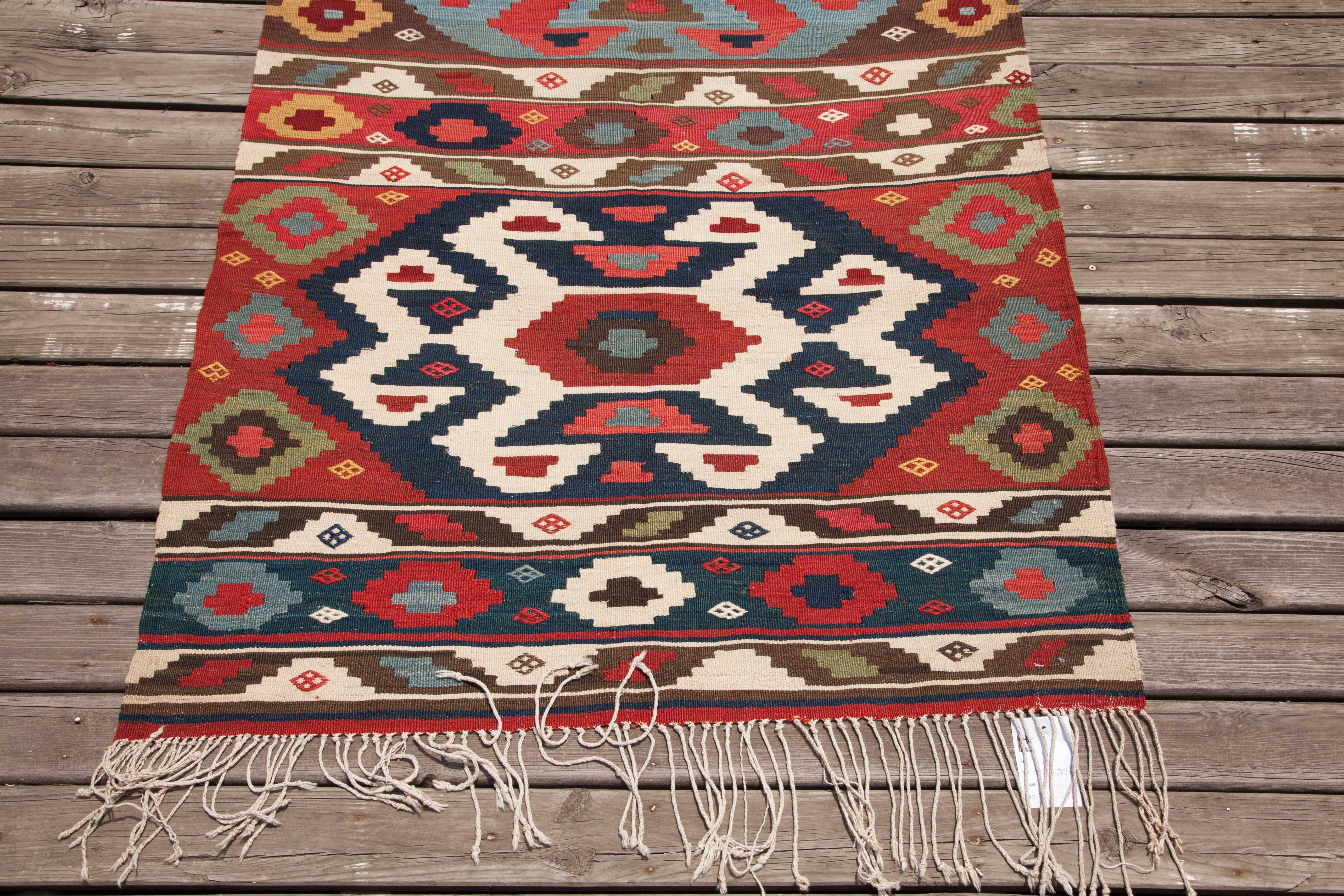 19th Century Antique South Caucasian Kilim with a Very Fine Texture 2
