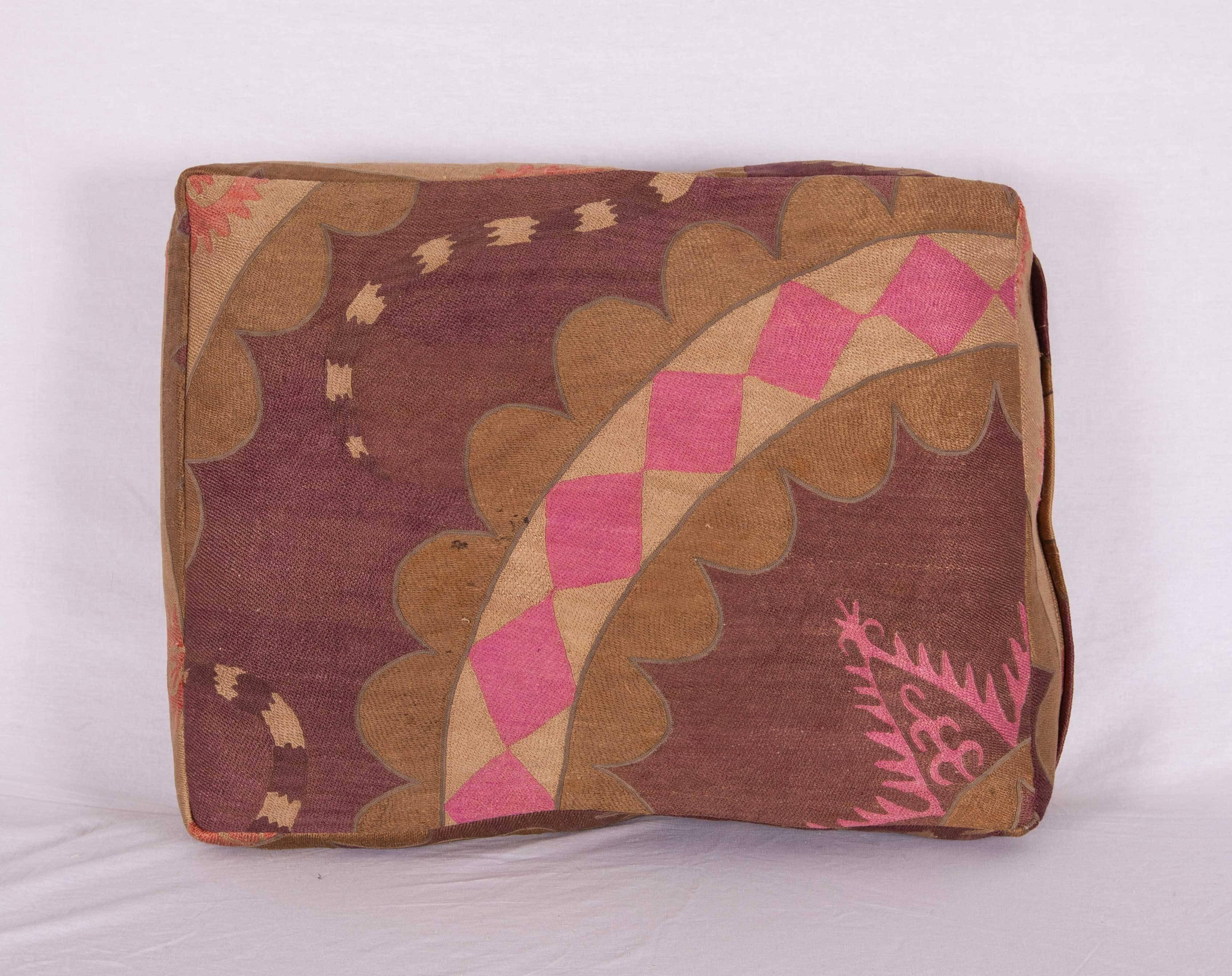 Uzbek Pouf / Ottoman / Floor Pillow Made from a Vintage Central Asian Tashkent Suzani