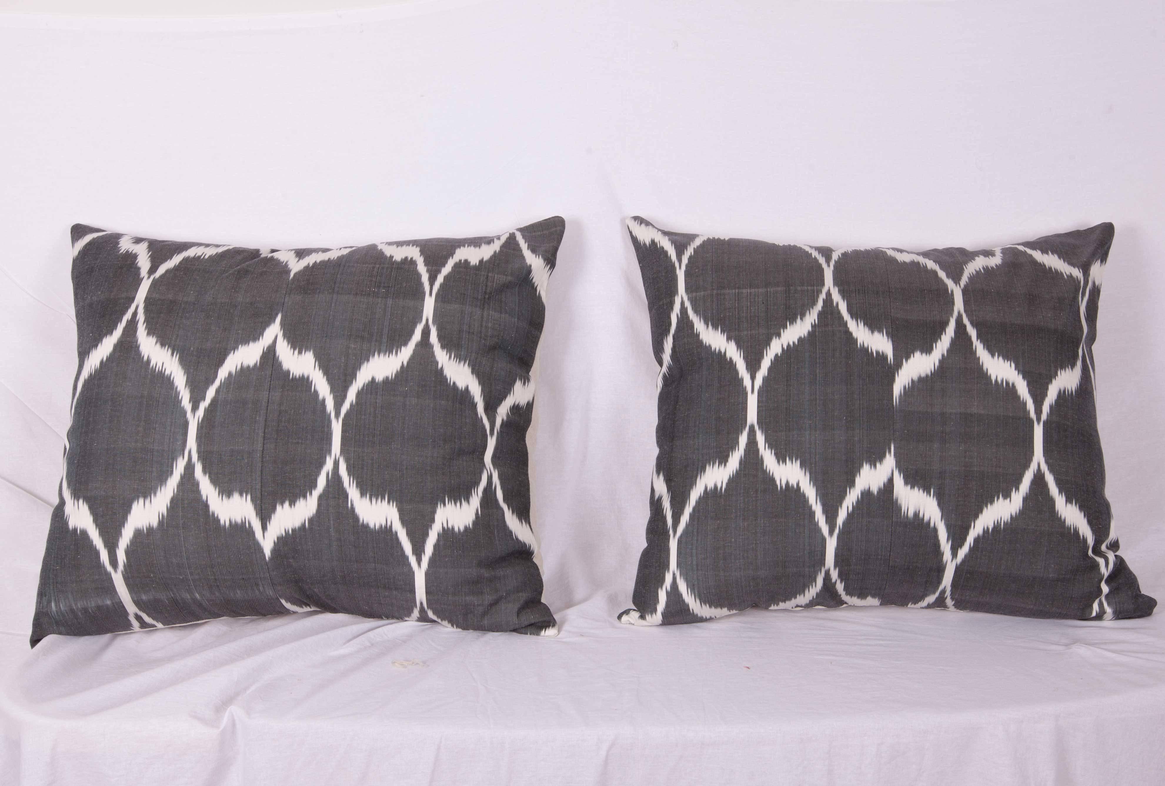 Tribal Large Pillow Cases Fashioned Out of Contemporary Uzbek Silk and Cotton Ikats