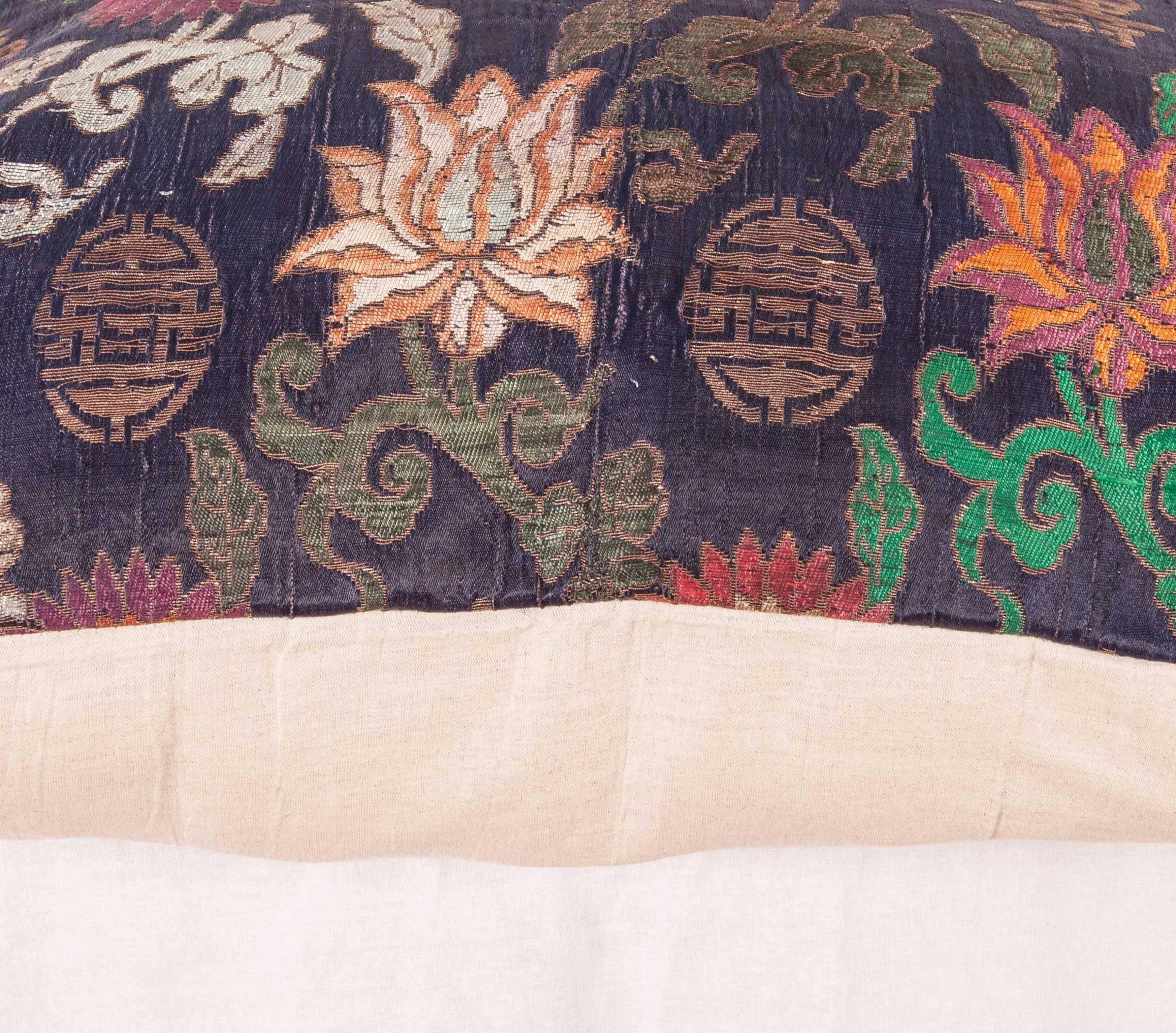 Hand-Woven Pillow Case Made from an Early 20th Century Chinese Brocaded Textile