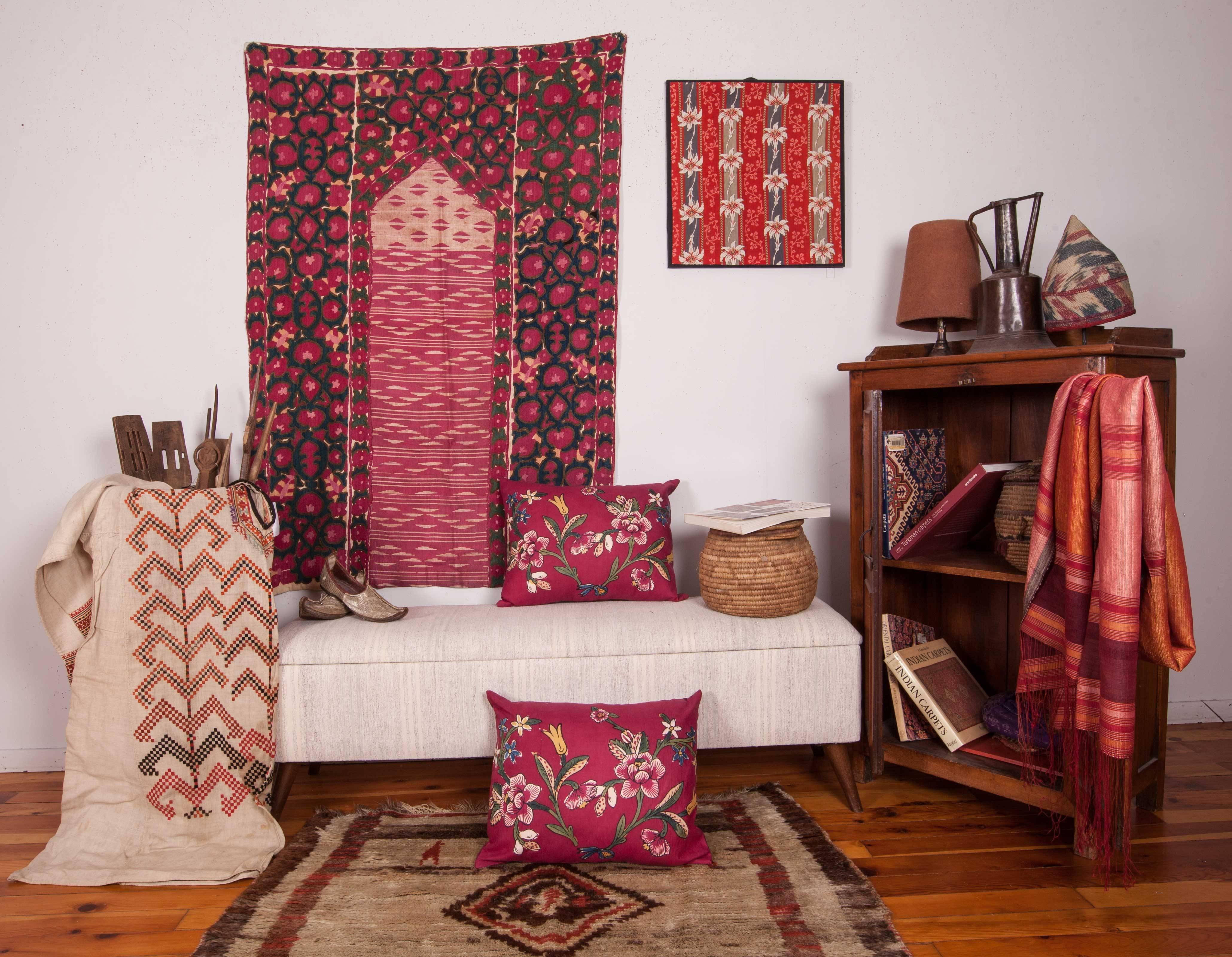 Pillow Cases Made from a Turkish Hand Block Printed Mid-20th Century Textile 1