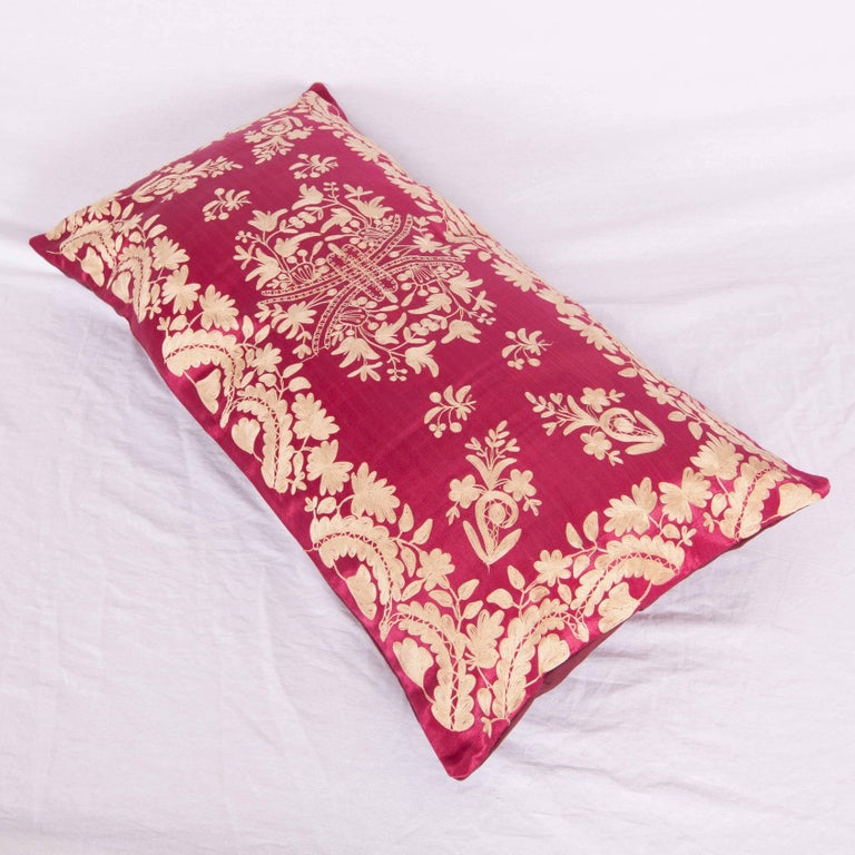 Antique Ottoman Turkish Embroidered silk pillow case For Sale at 1stDibs