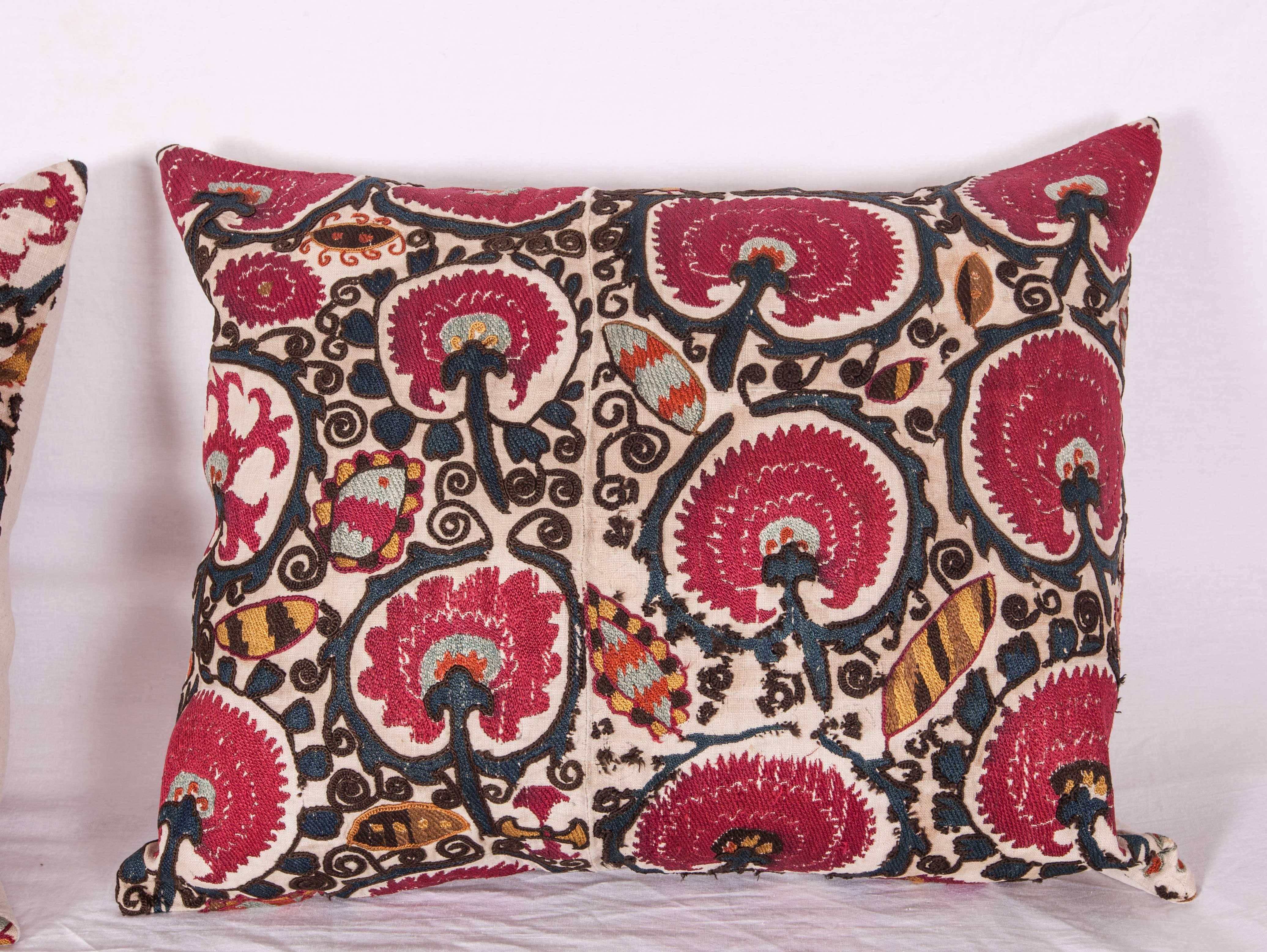 Tajikistani Antique Pillow Cases Fashioned from a 19th Century Antique Tajik Suzani