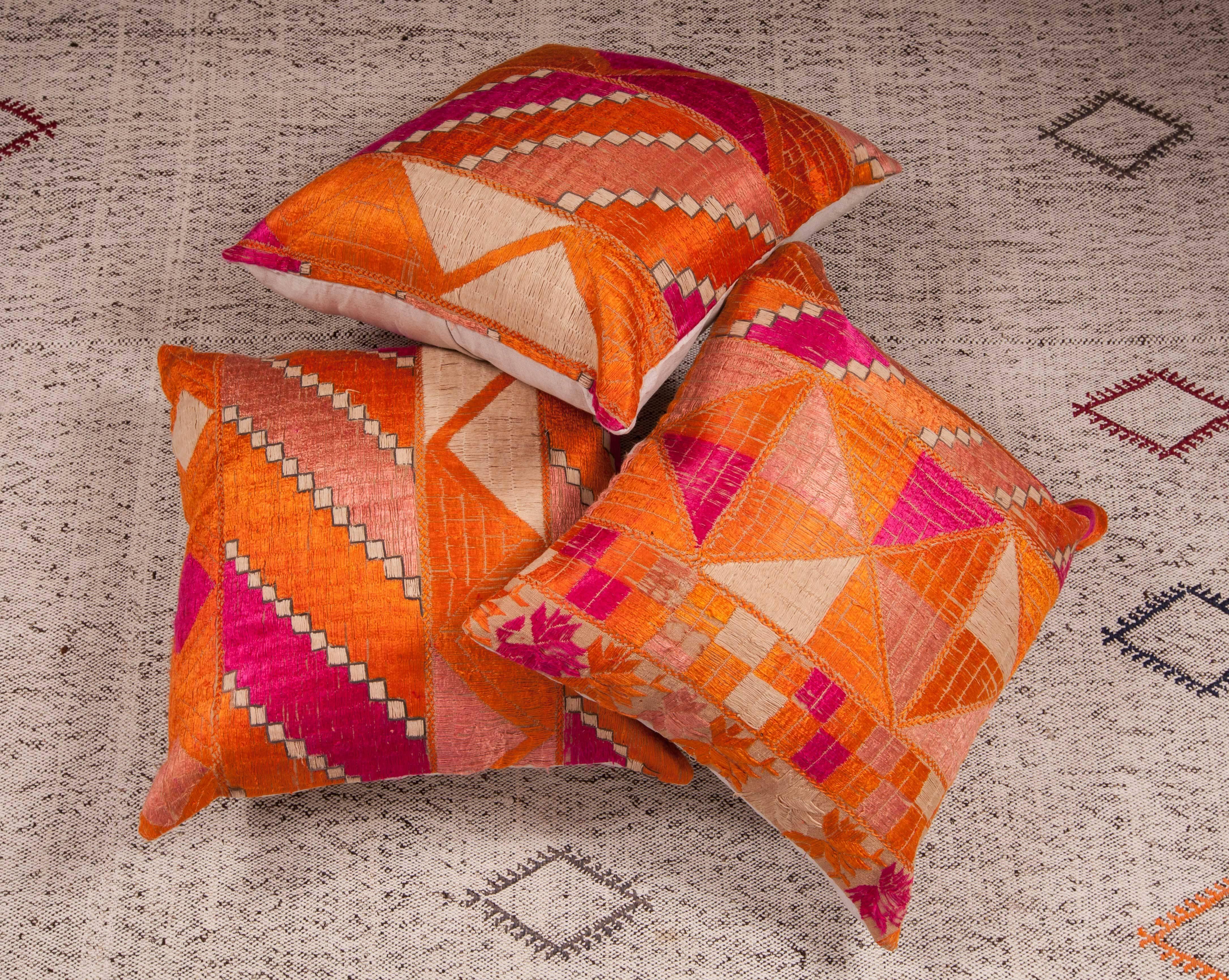 20th Century Old Phulkari Pillow Cases from India