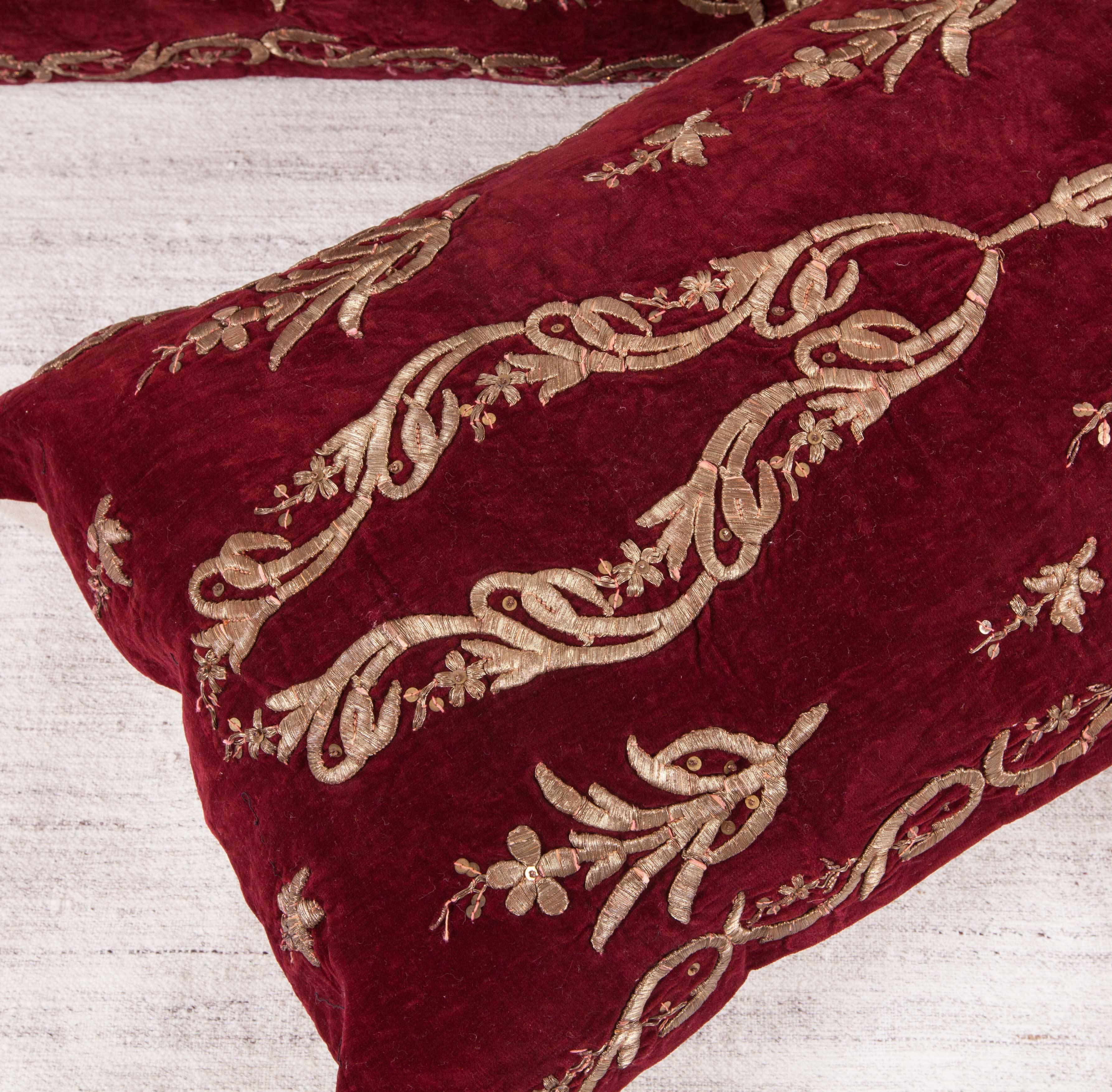 Islamic Pillow Cases Fashioned from Late 19th Century Ottoman Turkish Sarma Velvet