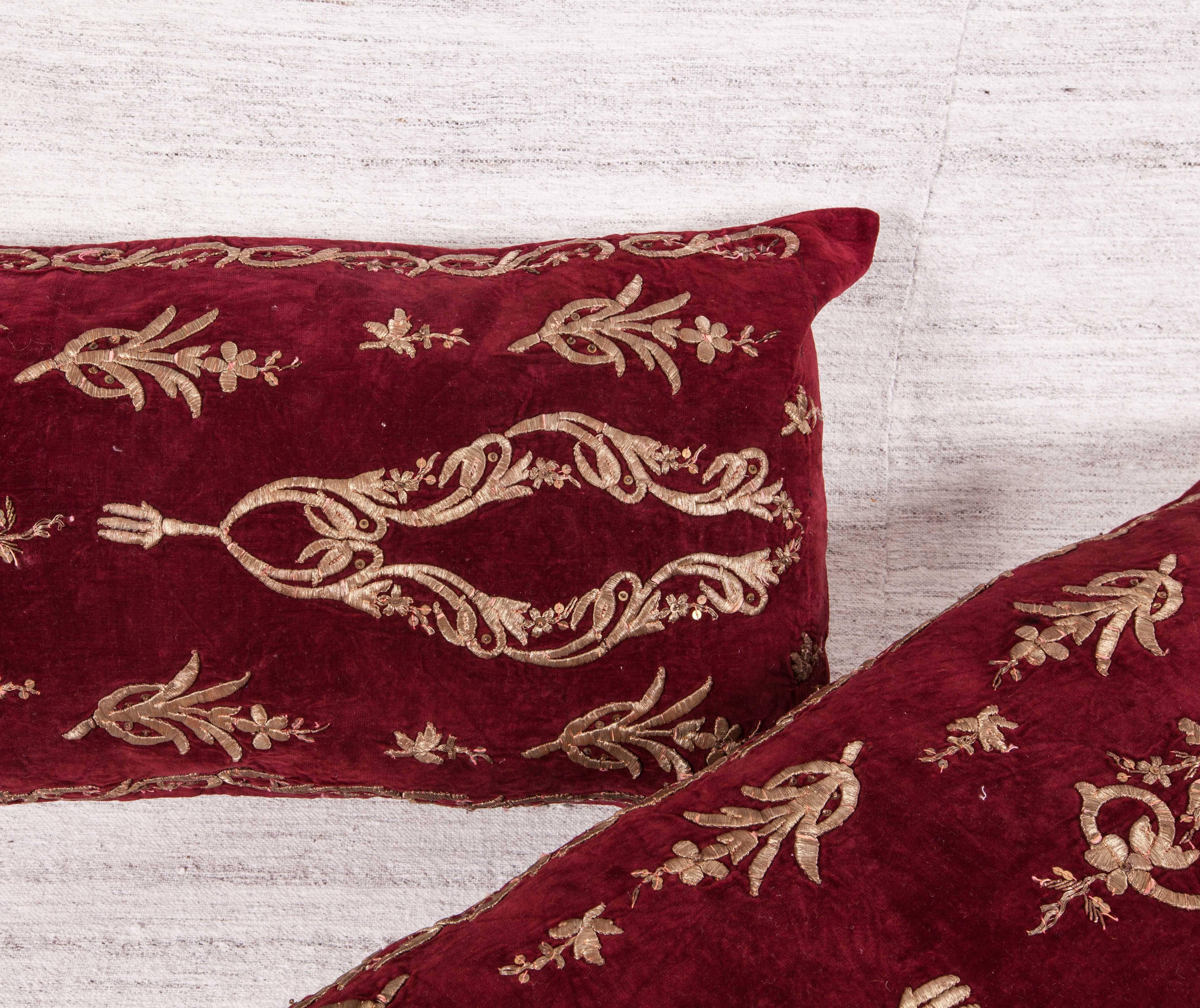 Pillow Cases Fashioned from Late 19th Century Ottoman Turkish Sarma Velvet In Good Condition In Istanbul, TR