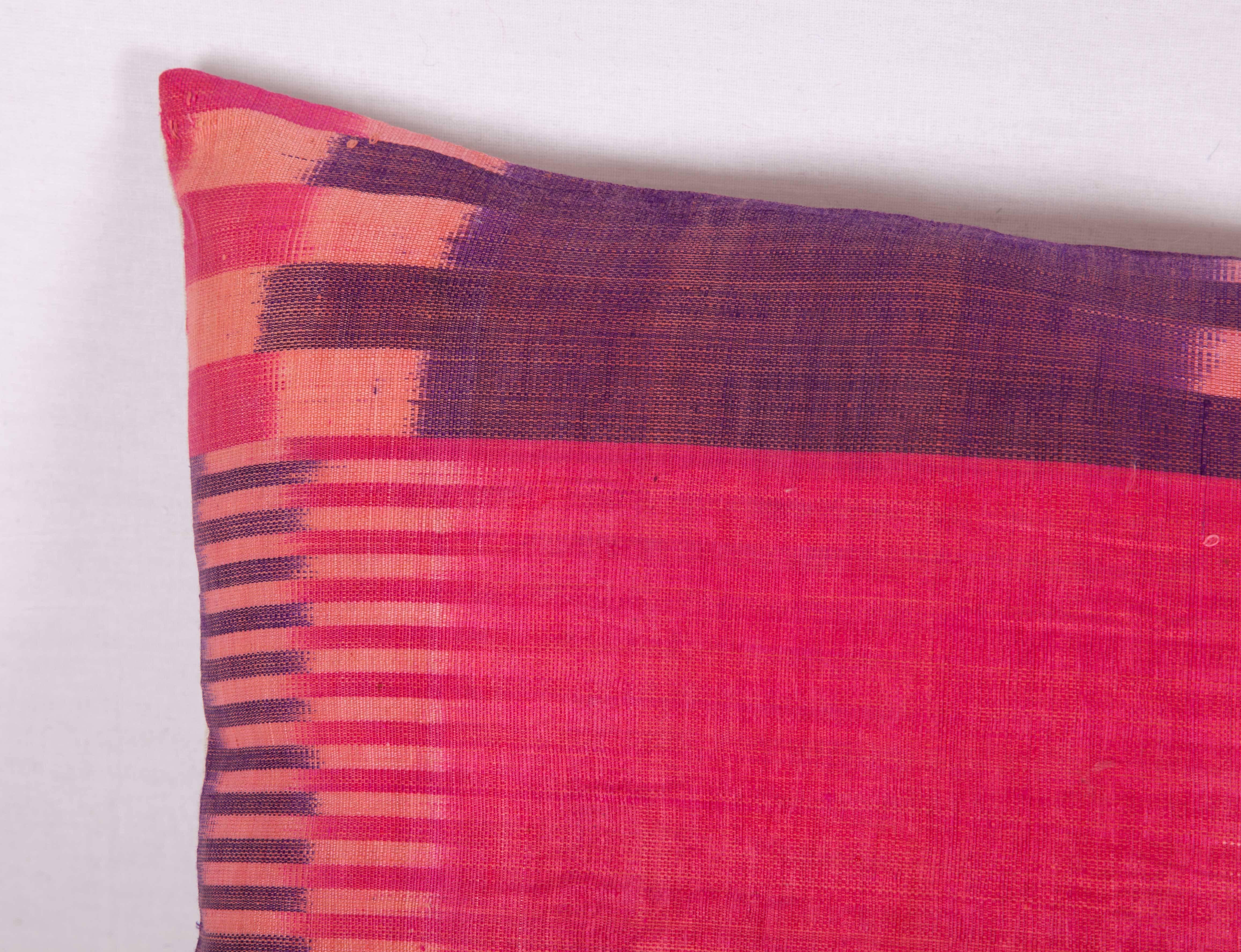 Tribal Antique Ikat Pillow Case Made from an Early 20th Century Uzbek Ikat For Sale