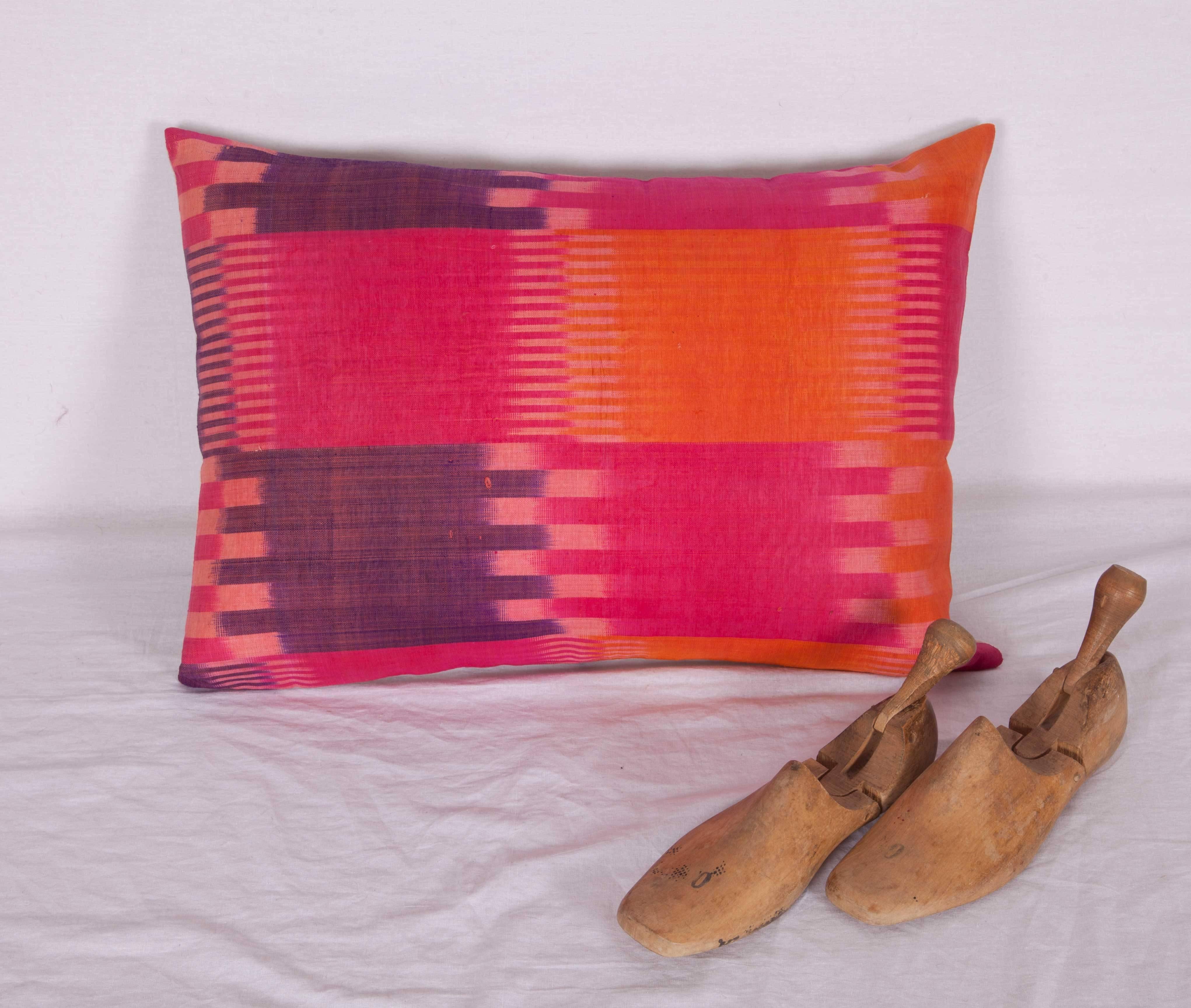 Antique Ikat Pillow Case Made from an Early 20th Century Uzbek Ikat For Sale 1