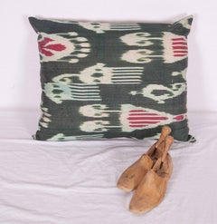Antique Ikat Pillow Case Fashioned from an Early 20th Century Uzbek Ikat