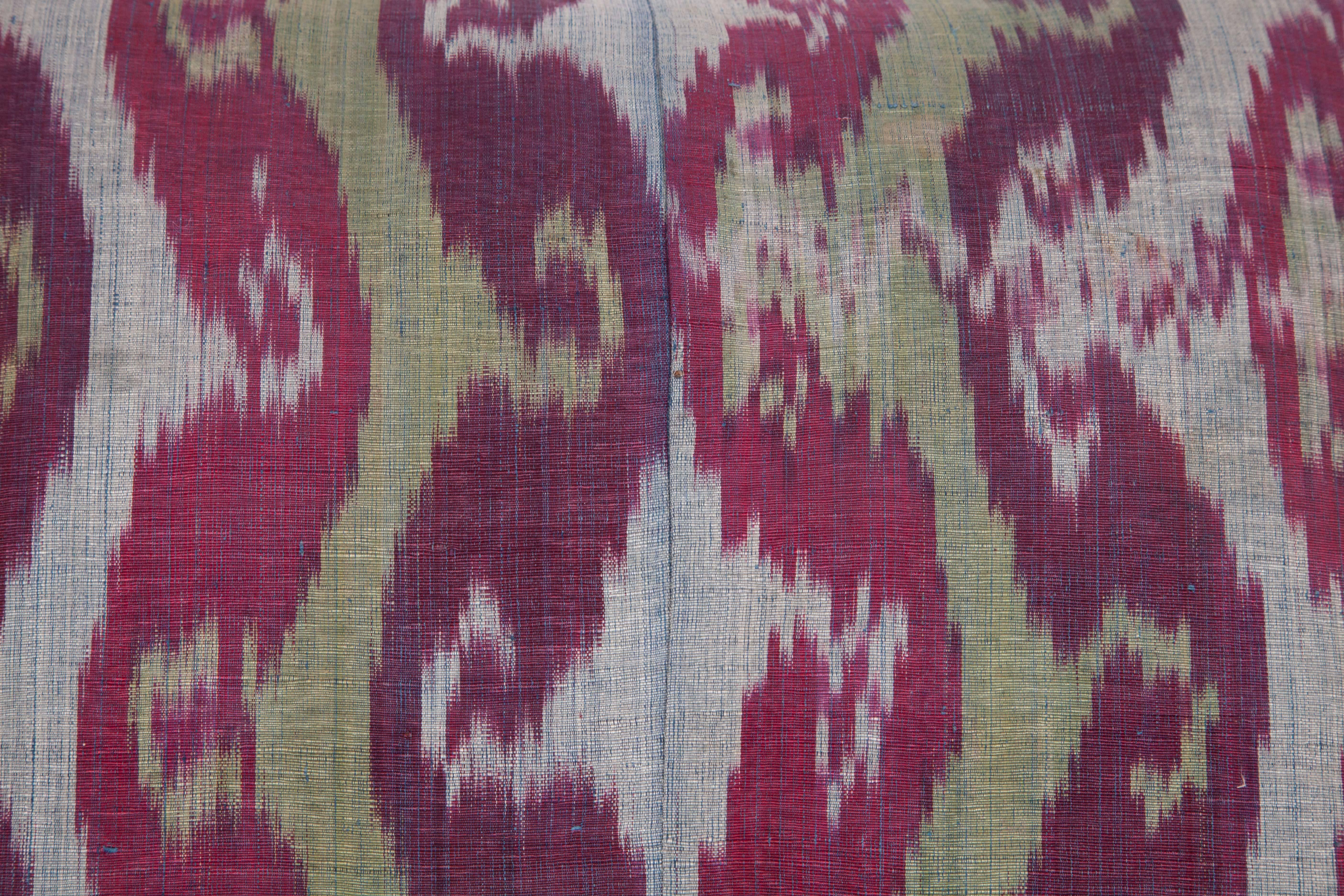 Tribal Antique Ikat Pillow Case Fashioned from a Late 19th Century Tajik Ikat