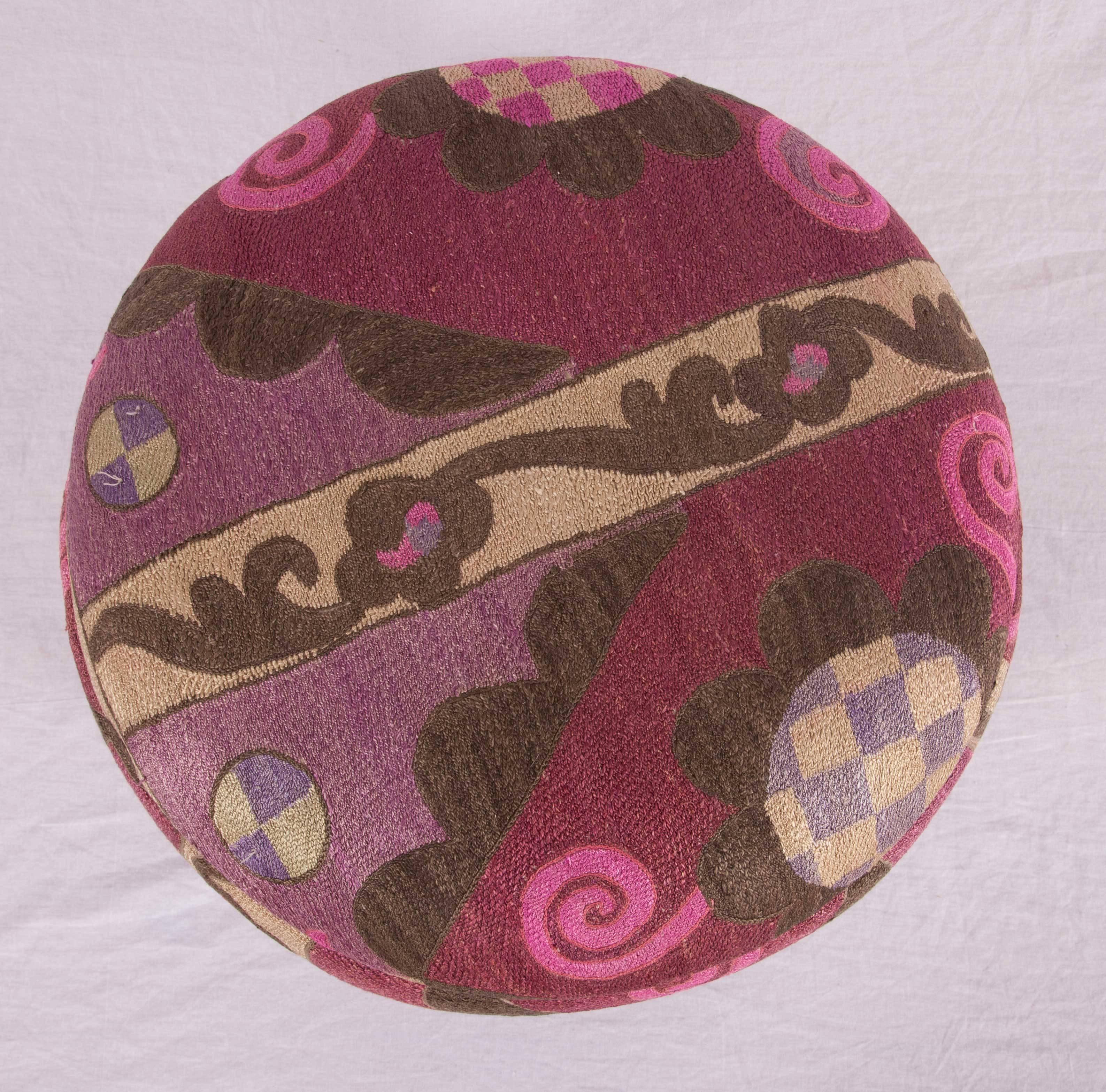 Ottoman or Poufs Fashioned from a Mid-20th Century Tashkent Silk Suzani 1