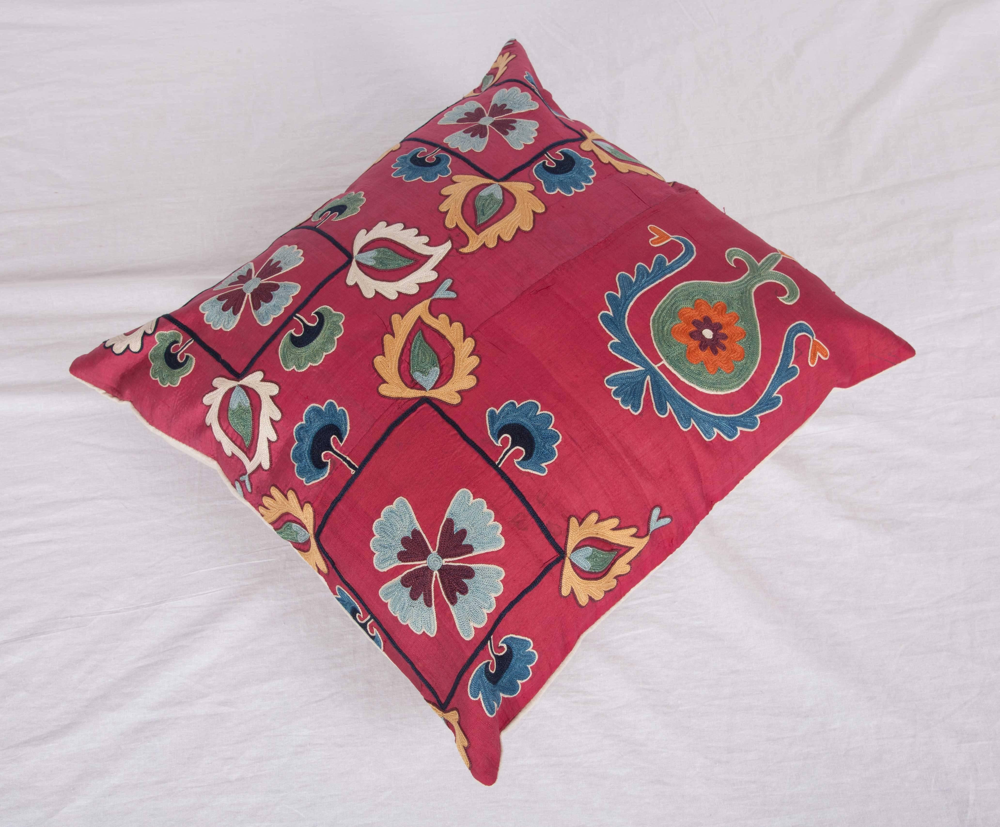 Antique Pillow Case Fashioned from a Silk 19th Century Suzani 3