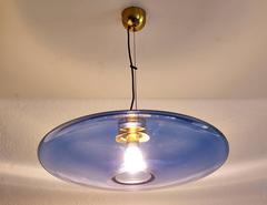 Blue Glass Pendant in the Manner of Fontana Arte