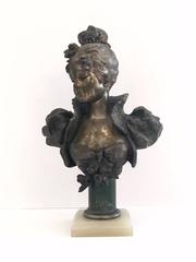 Antique French Petite Female Bust Sculpture on Stand
