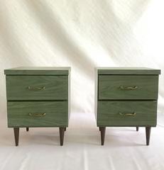 Pair of Mid-Century Modern Cerused Wood Side Tables Nightstands
