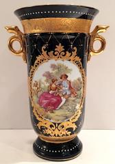 Limoges Cobalt French Sevres Style 22-Karat Gold  Vase
