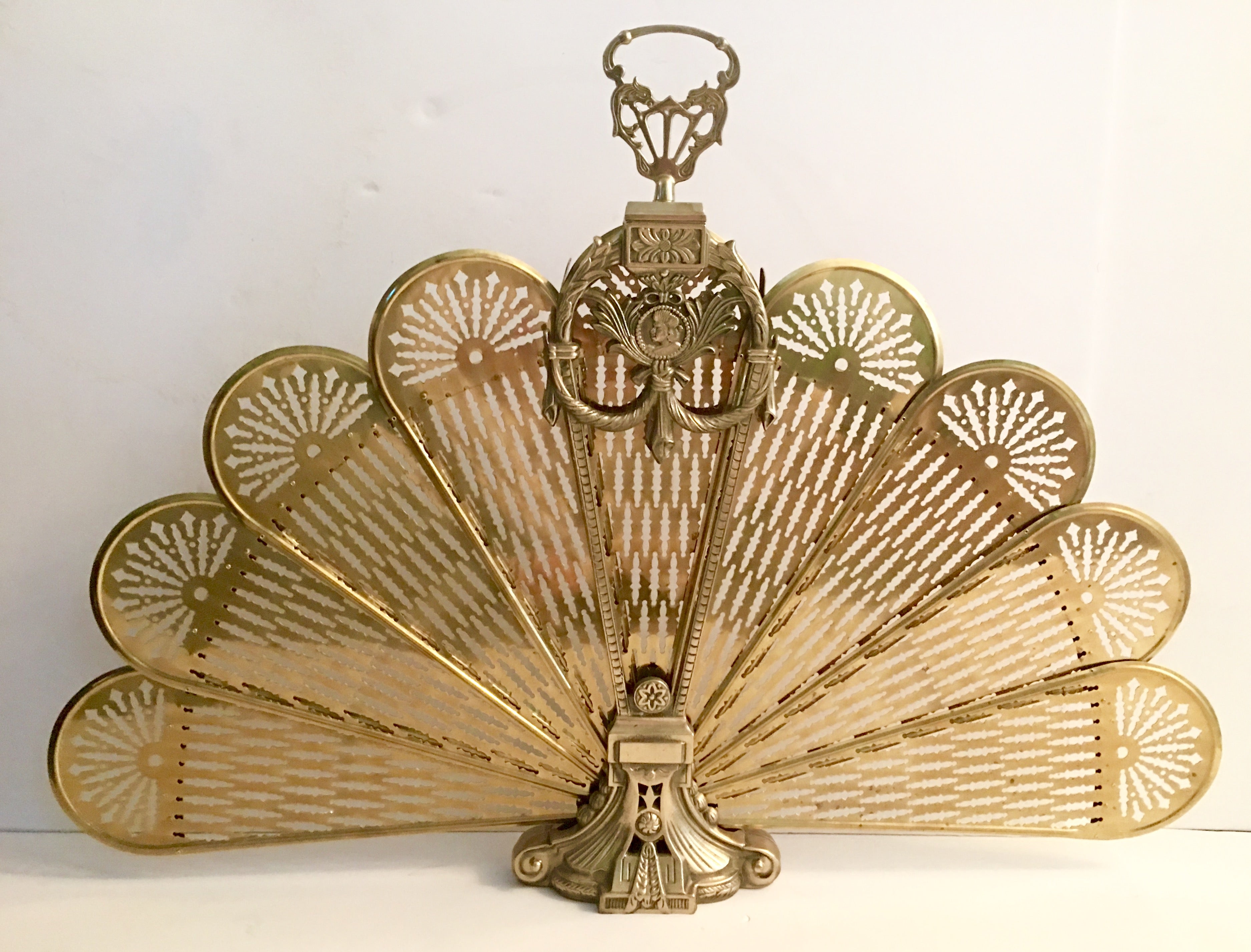 French Brass And Bronze Mount Pea Fan Fireplace Screen At 1stdibs