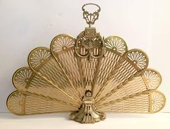 French Brass & Bronze Mount  " Peacock Fan"  Fireplace Screen
