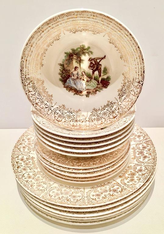 1940'S 22Karat Gold American Limoges "China D'Or", S/18 For Sale at