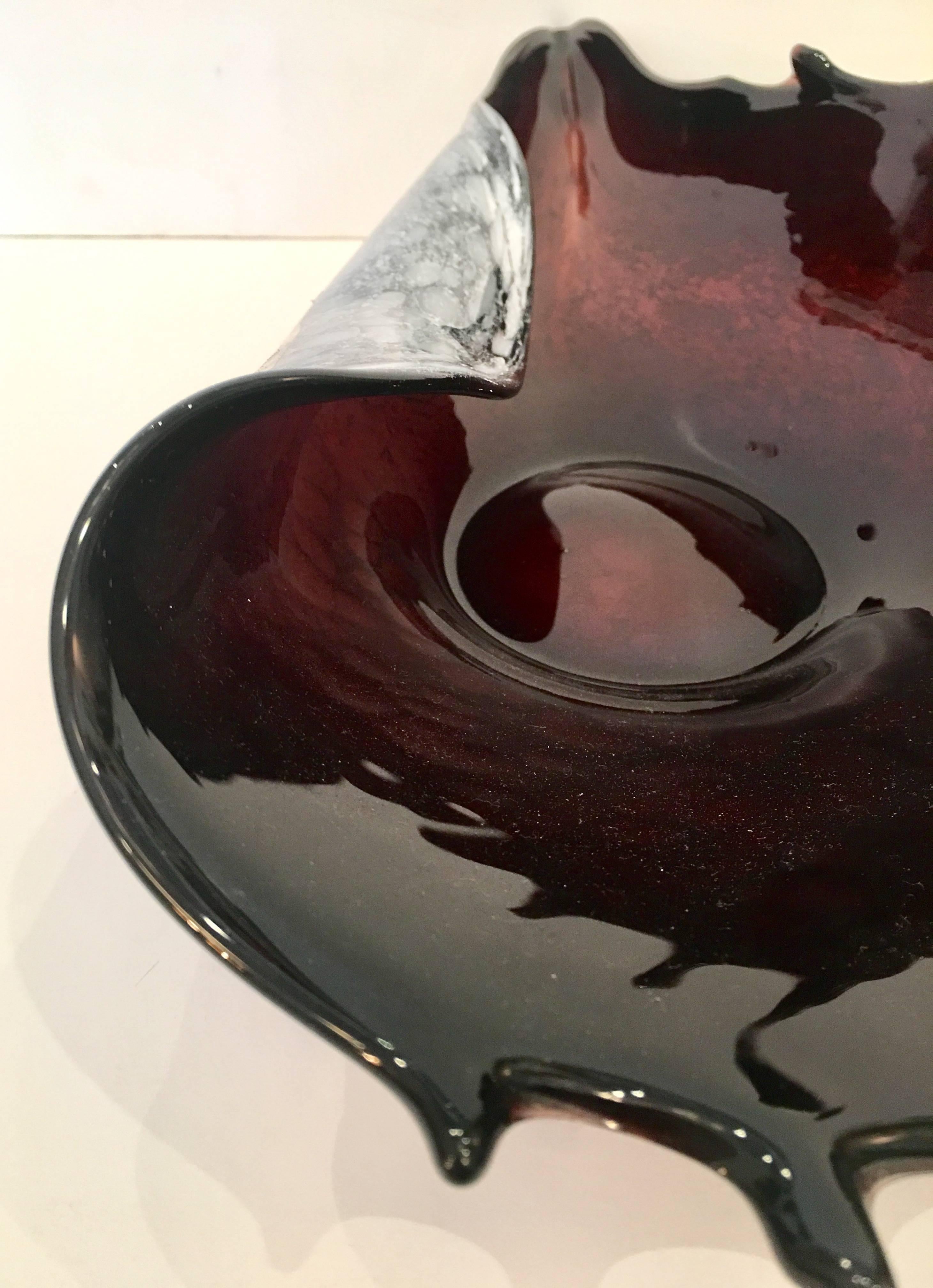 20th Century Murano Glass Archimede Seguso Style Organic Shell Form Center Bowl