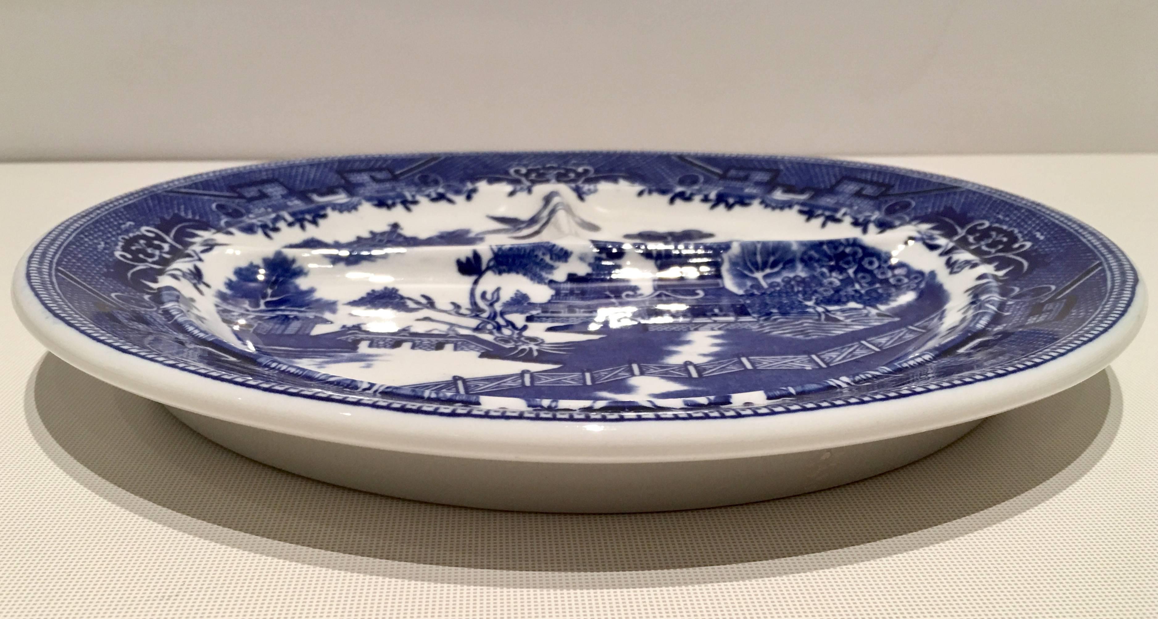 blue willow divided plates
