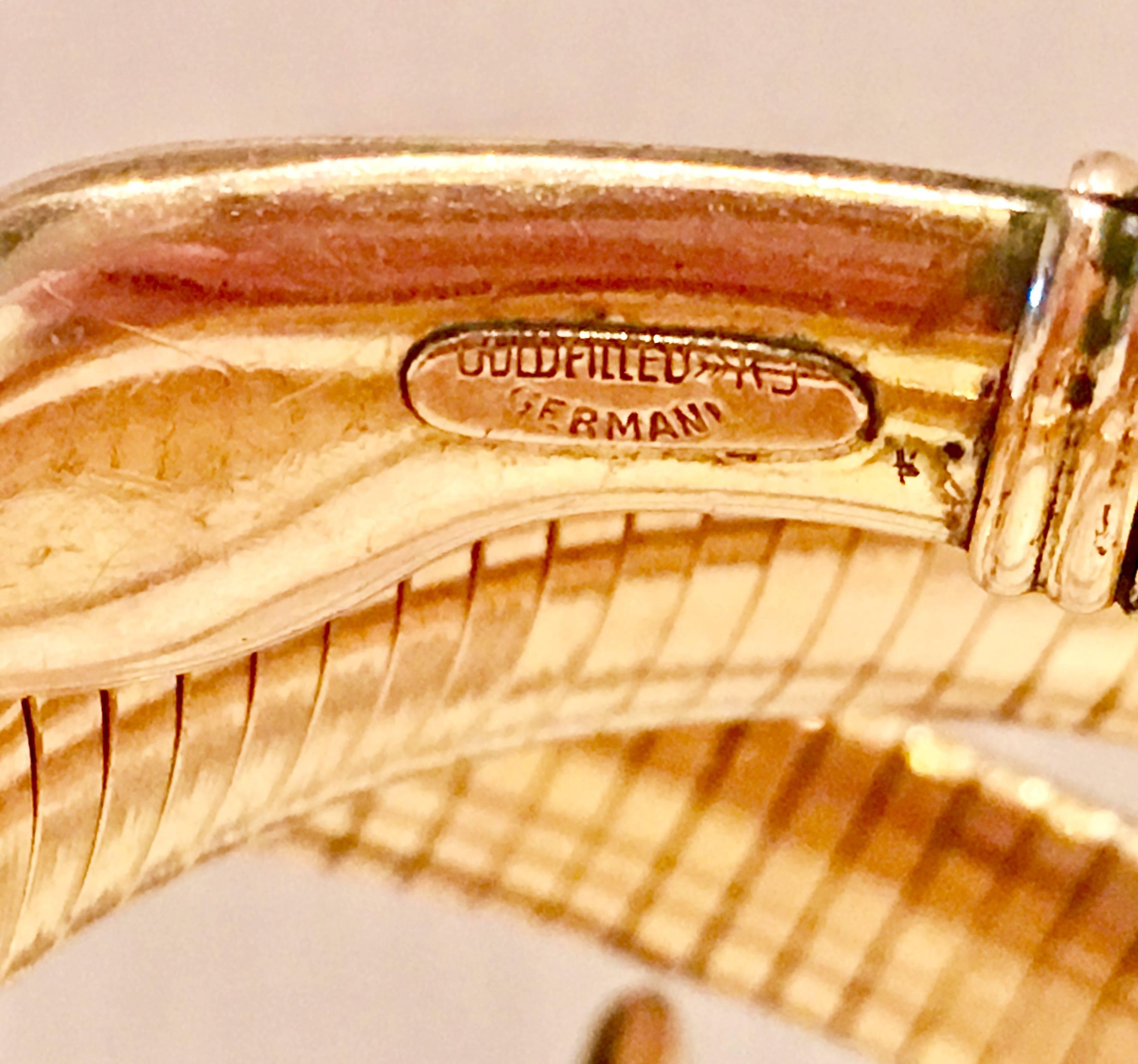Art Deco German Gold Coil Snake Charmer Wrap Arm Bracelet 1
