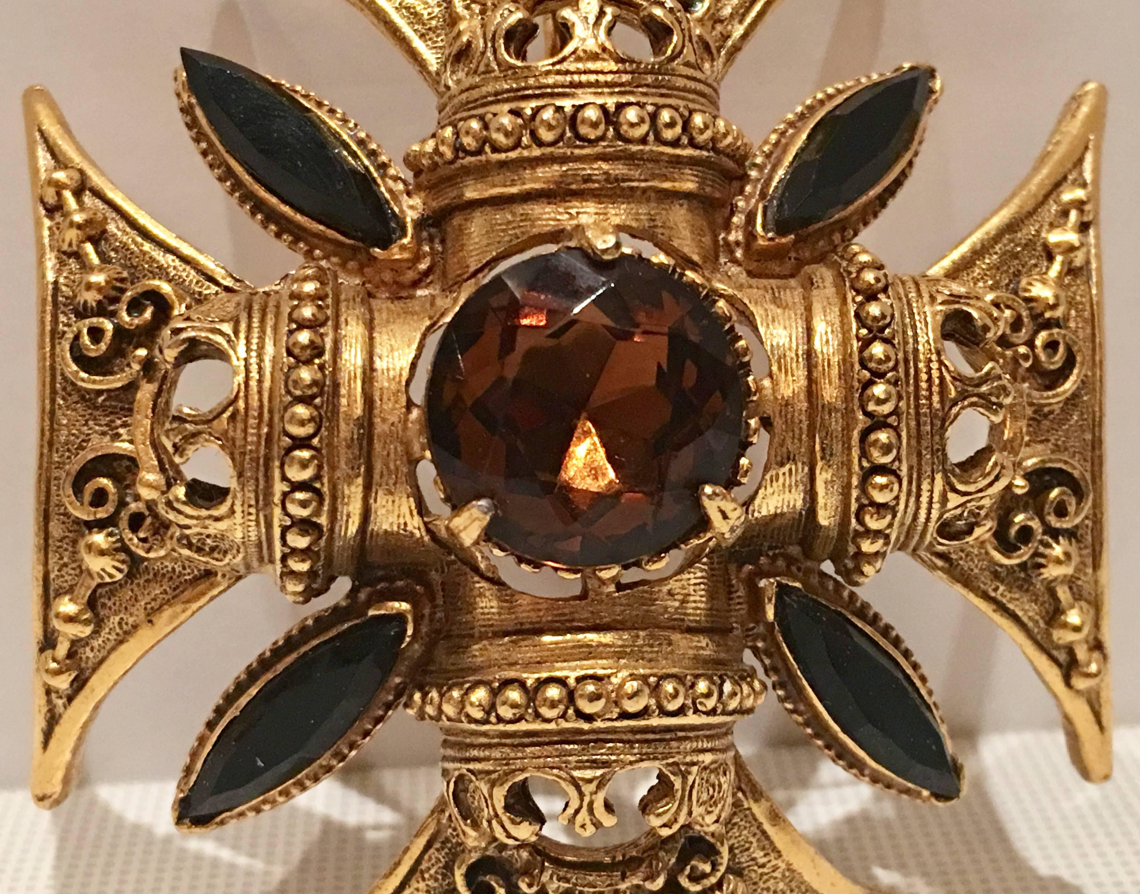 1960s Florenza Maltese Cross Brooch or Slide In Excellent Condition In West Palm Beach, FL