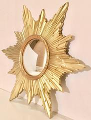 Hollywood Regency Gold Gilt Convex Starburst Mirror