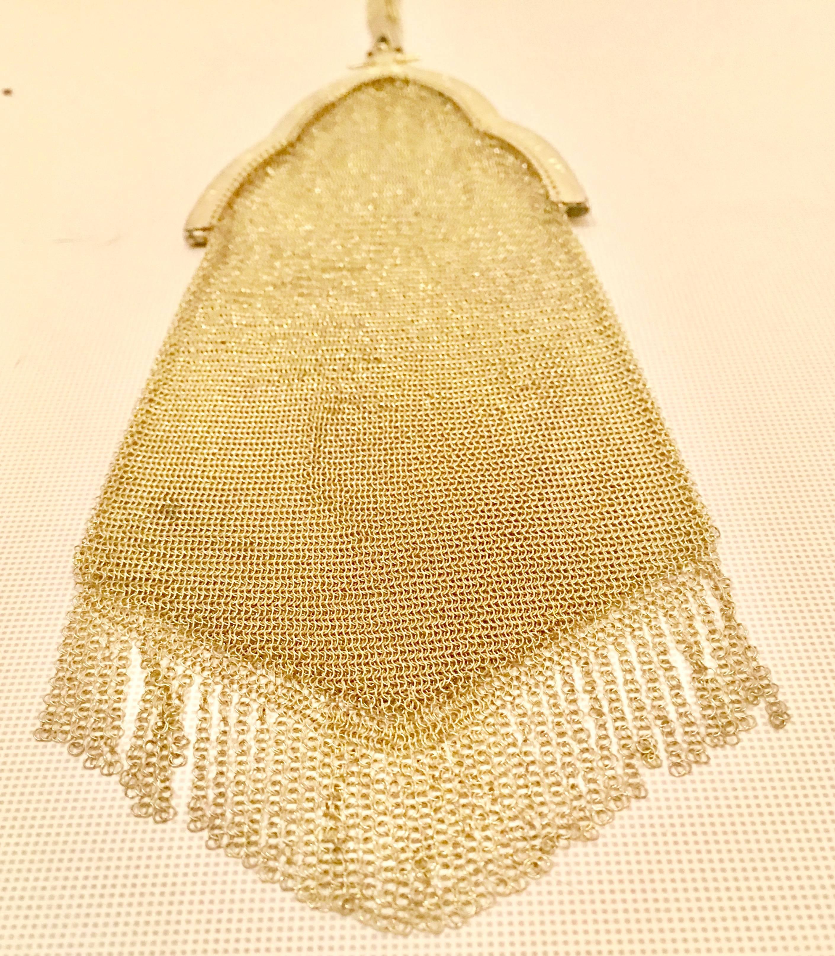 American Whiting & Davis Mesh Sterling Vermeil and Sapphire Fringe Evening Bag