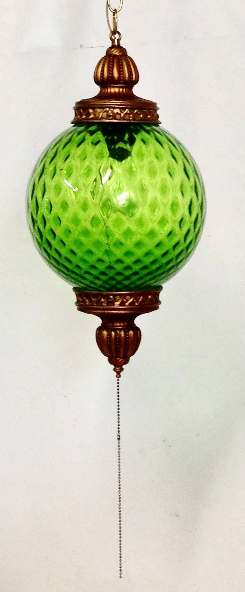 vintage green glass globe lamp