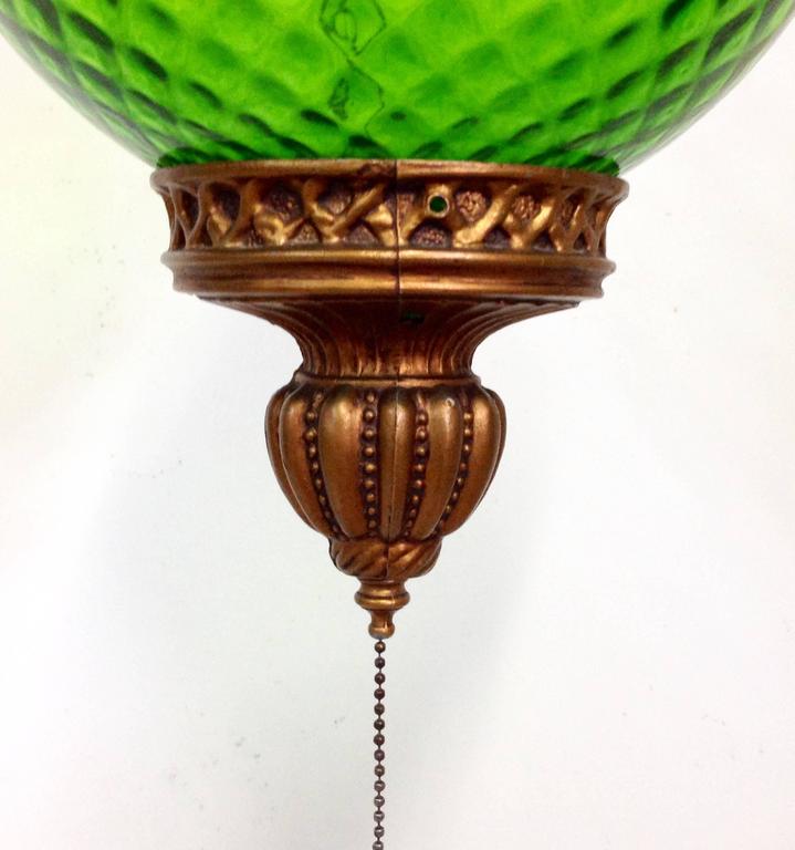 MidCentury Italian Blown Glass Globe Pendant Hanging Light at 1stDibs green glass globe