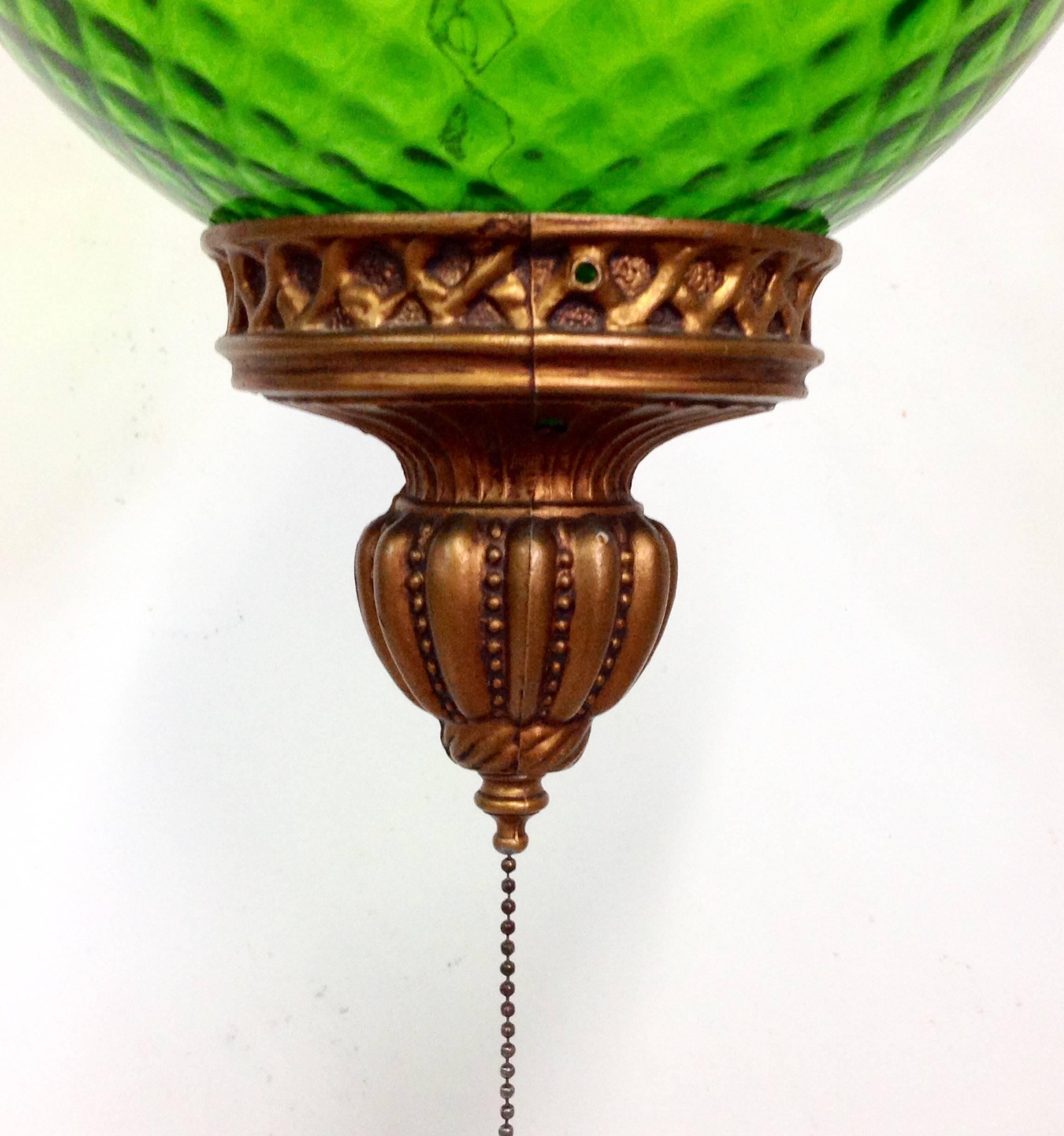 20th Century Mid-Century Italian Blown Glass Globe Pendant Hanging Light