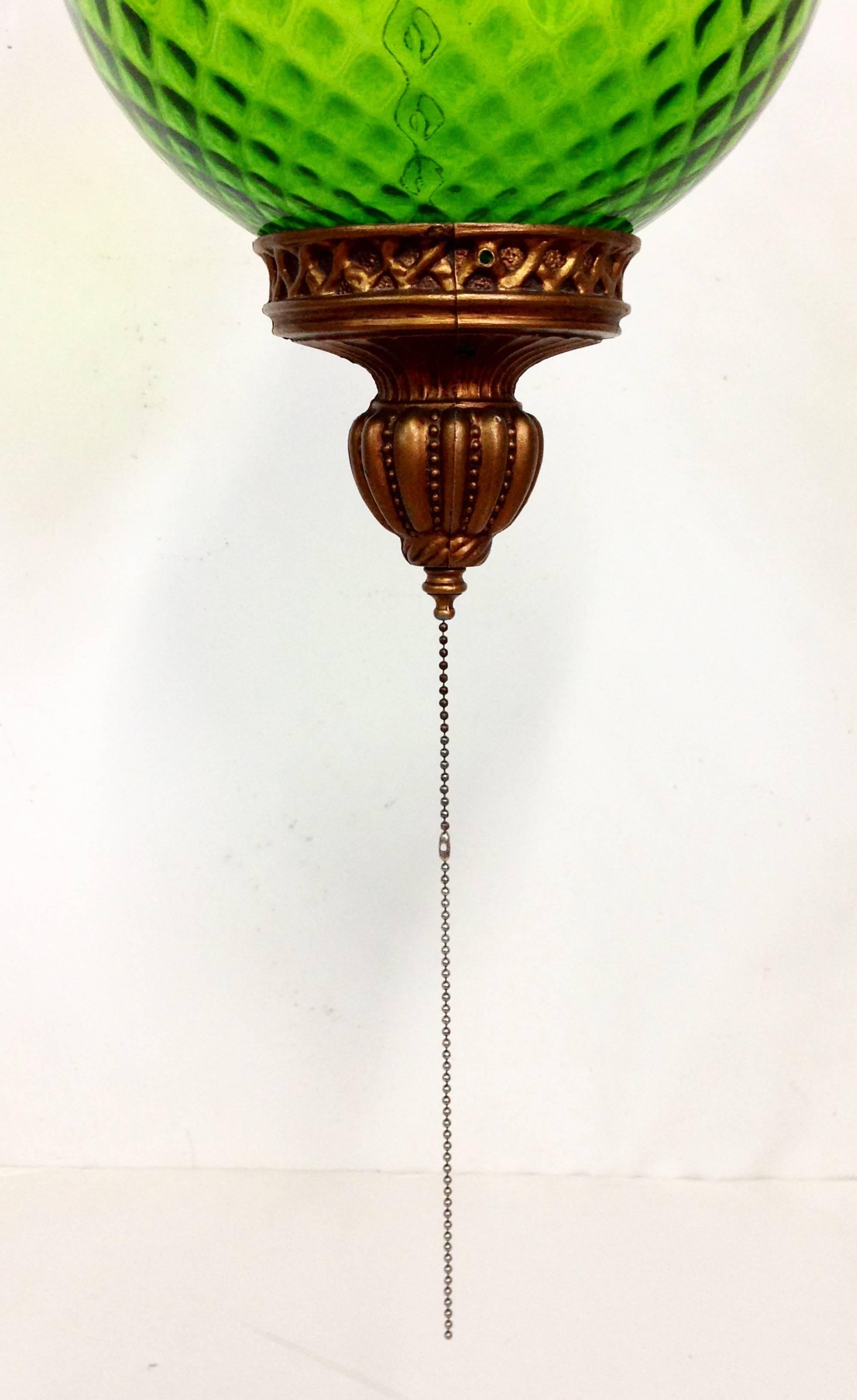 Mid-Century Italian Blown Glass Globe Pendant Hanging Light 1
