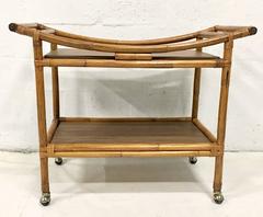 Mid-Century Ficks Reed Style Rattan Serving Cart