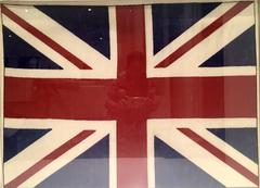 Vintage Union Jack Britsh Flag Silver Leaf Wood Frame