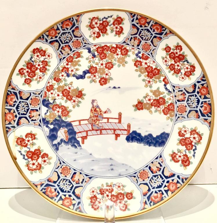 Vintage Japanese Porcelain Geisha Girl Plates Set of Six at 1stDibs