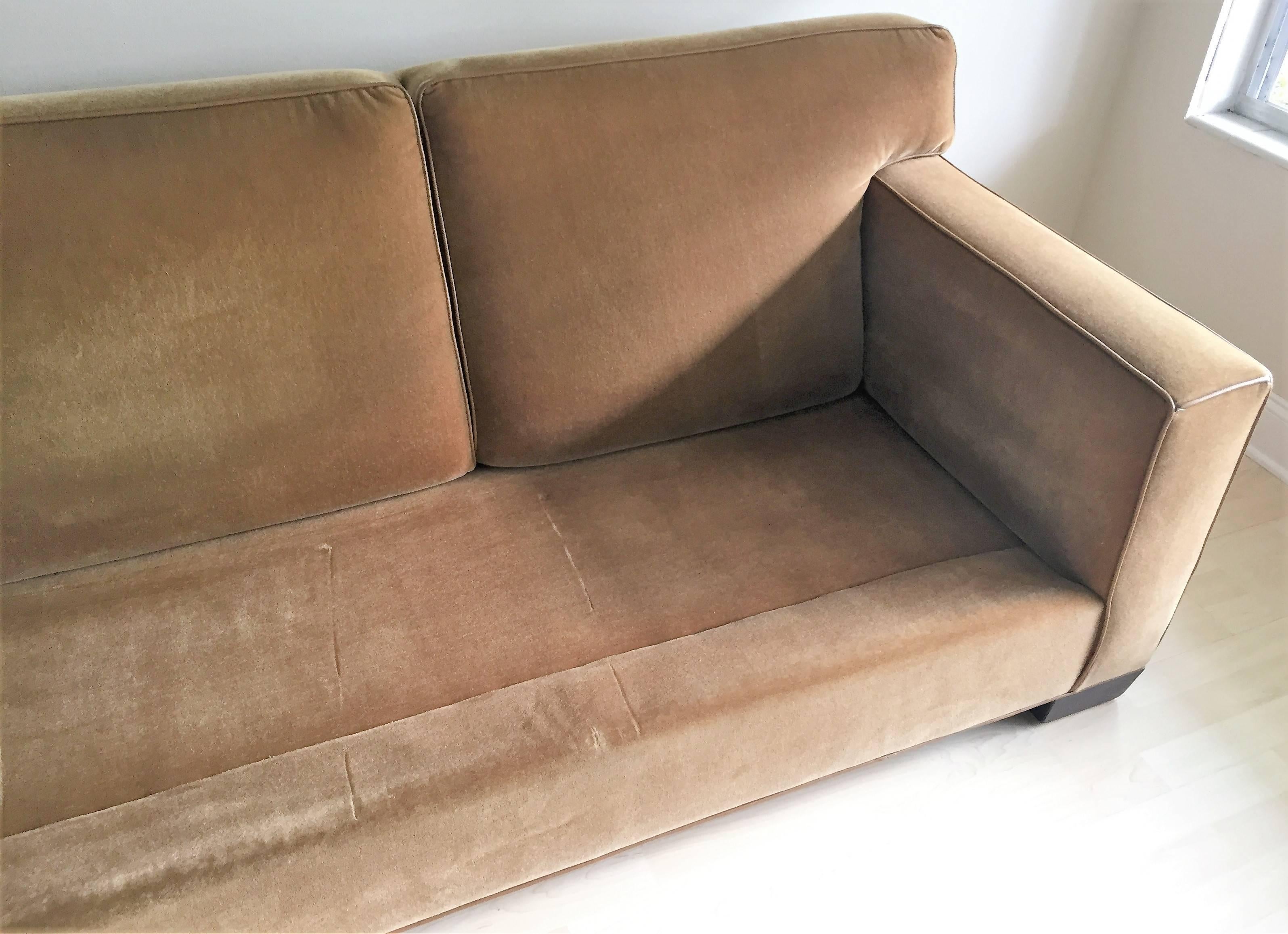 20th Century Art Deco Jean Michael Frank Style Mohair Three-Seat Sofa