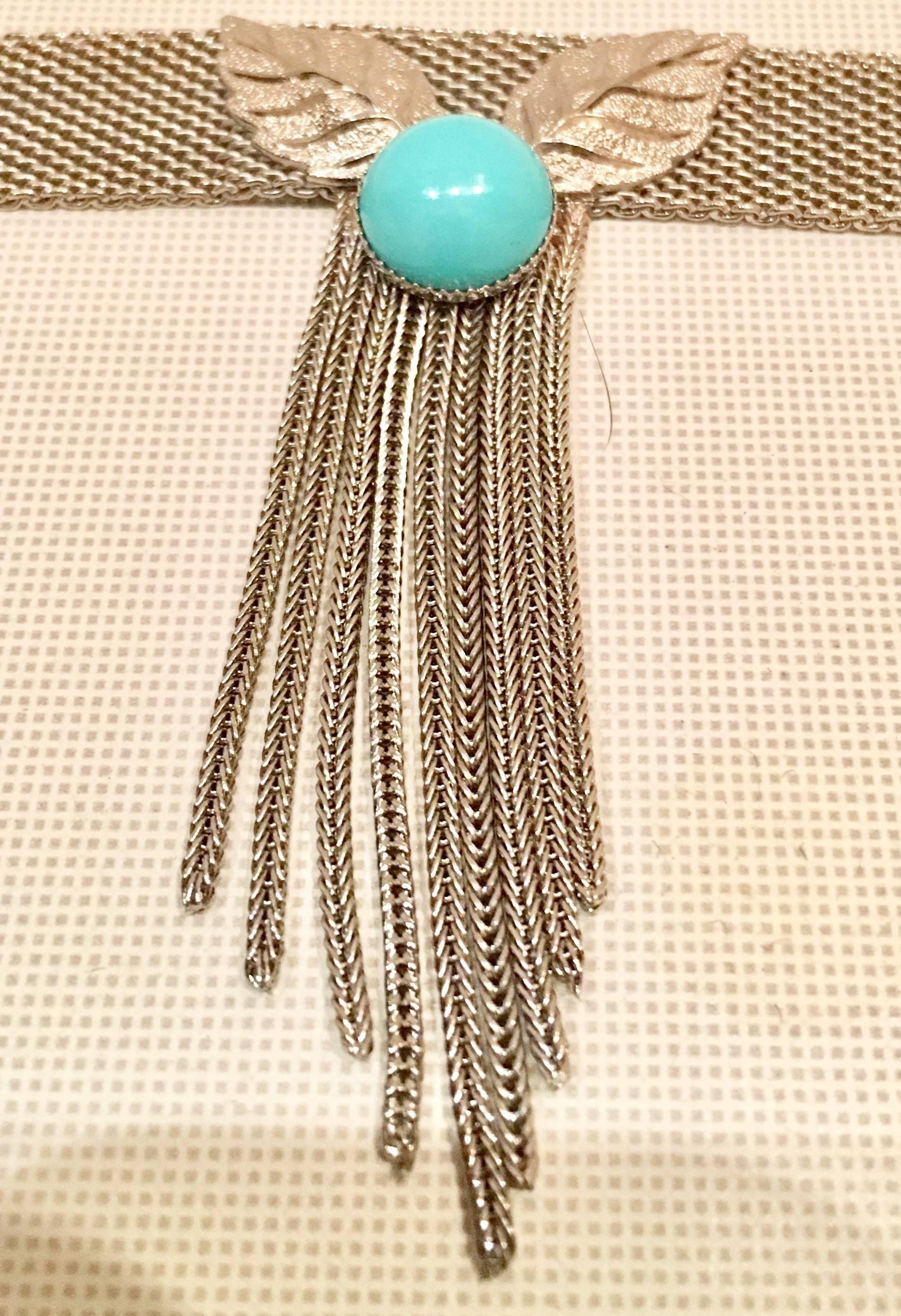 Native American 1970s Hobe Silver and Turquoise Choker Necklace