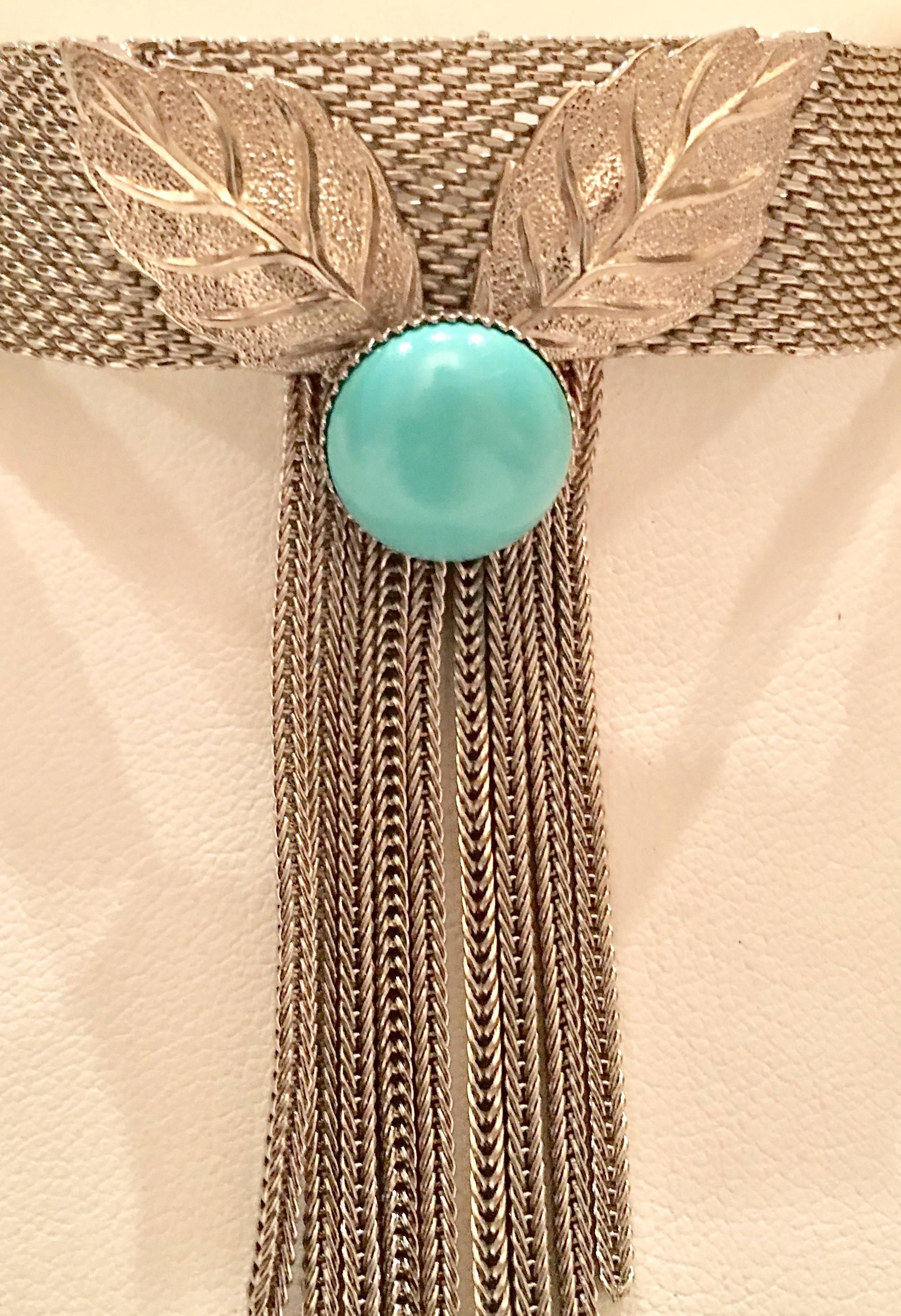 20th Century 1970s Hobe Silver and Turquoise Choker Necklace